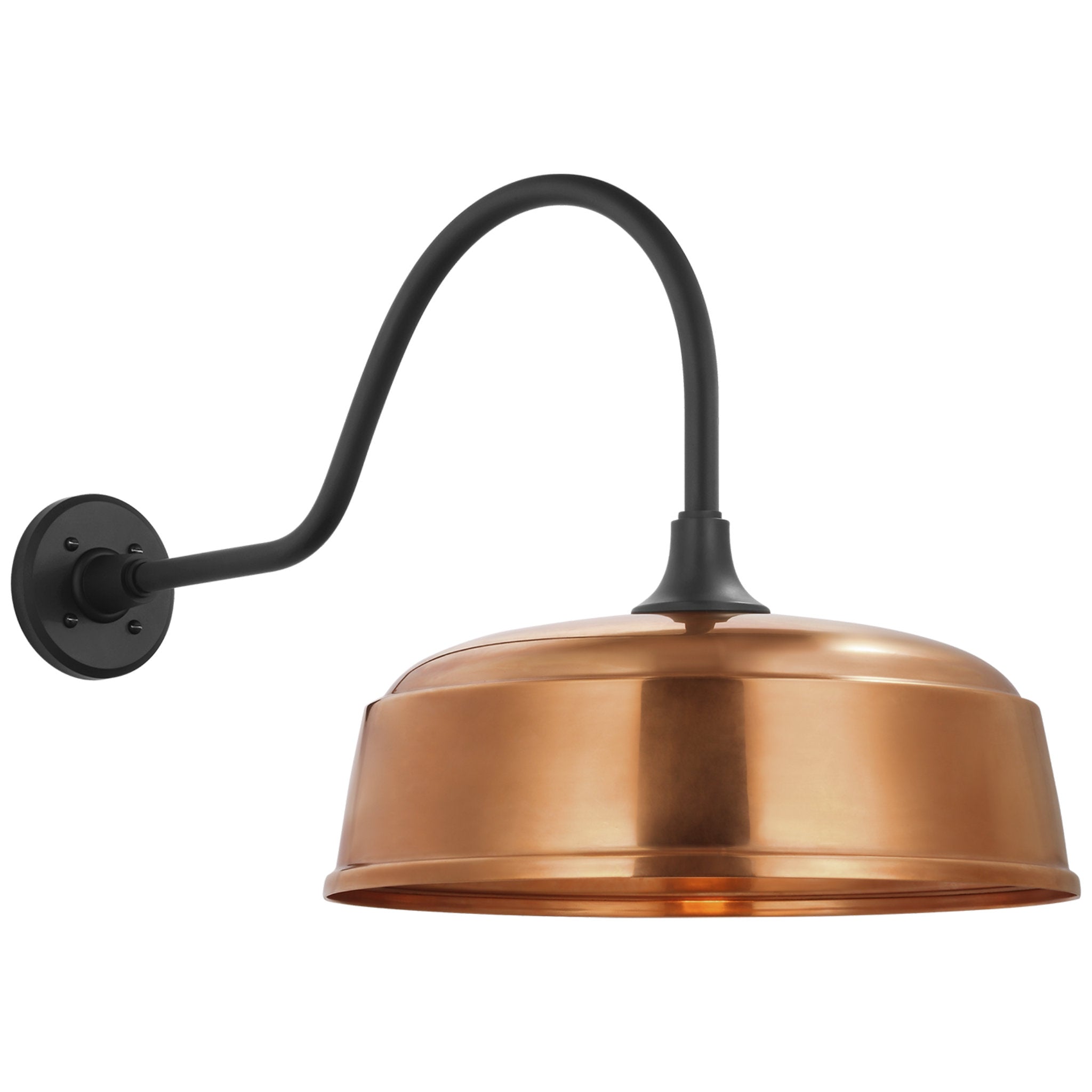 Thomas O'Brien Academy 23" Flynn Barn Light in Matte Black with 16" Soft Copper Rockhouse Shade Outdoor Lighting W16" x H16.5"