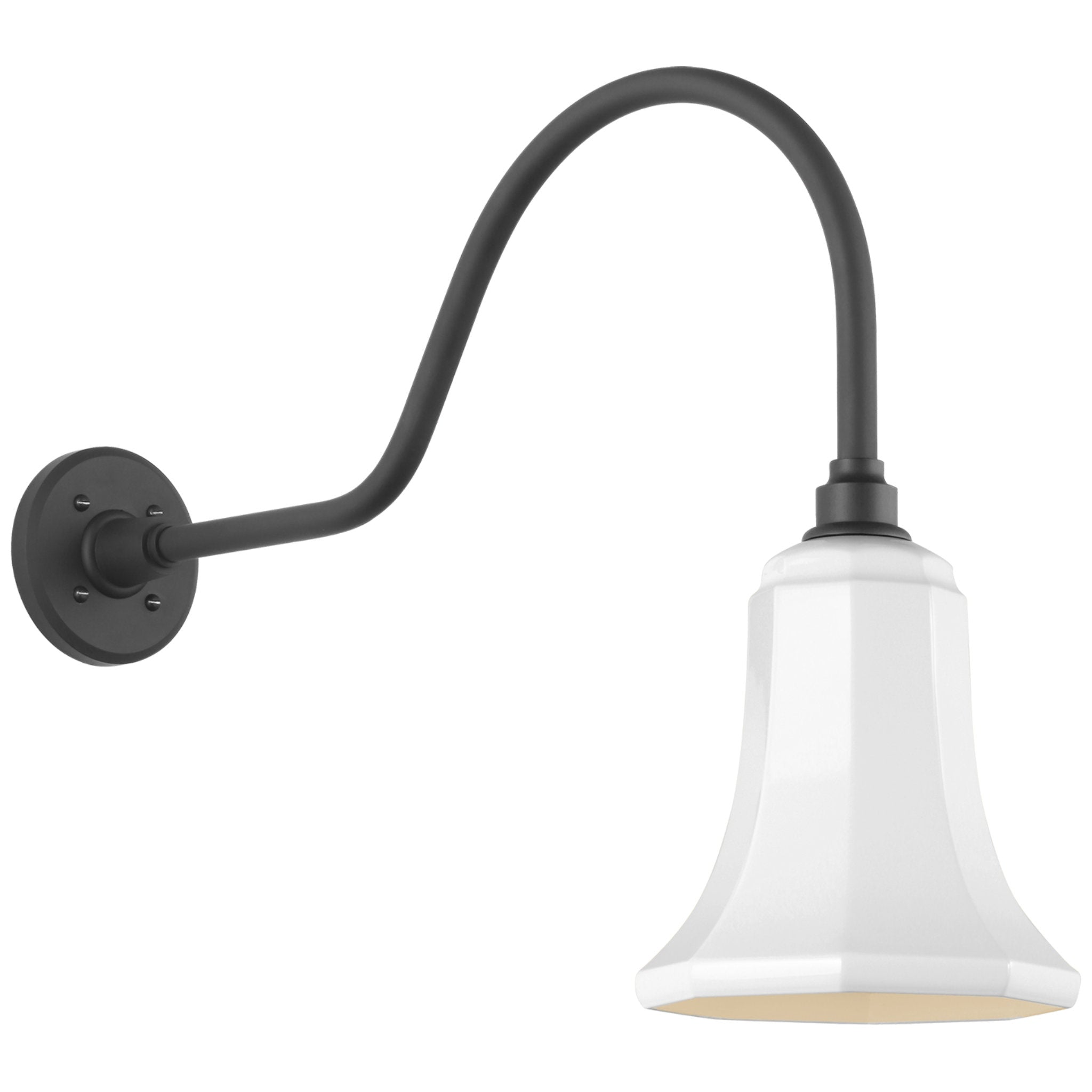 Thomas O'Brien Academy 23" Flynn Barn Light in Matte Black with 7.5" White Savannah Shade Outdoor Lighting W7.5" x H18.5"