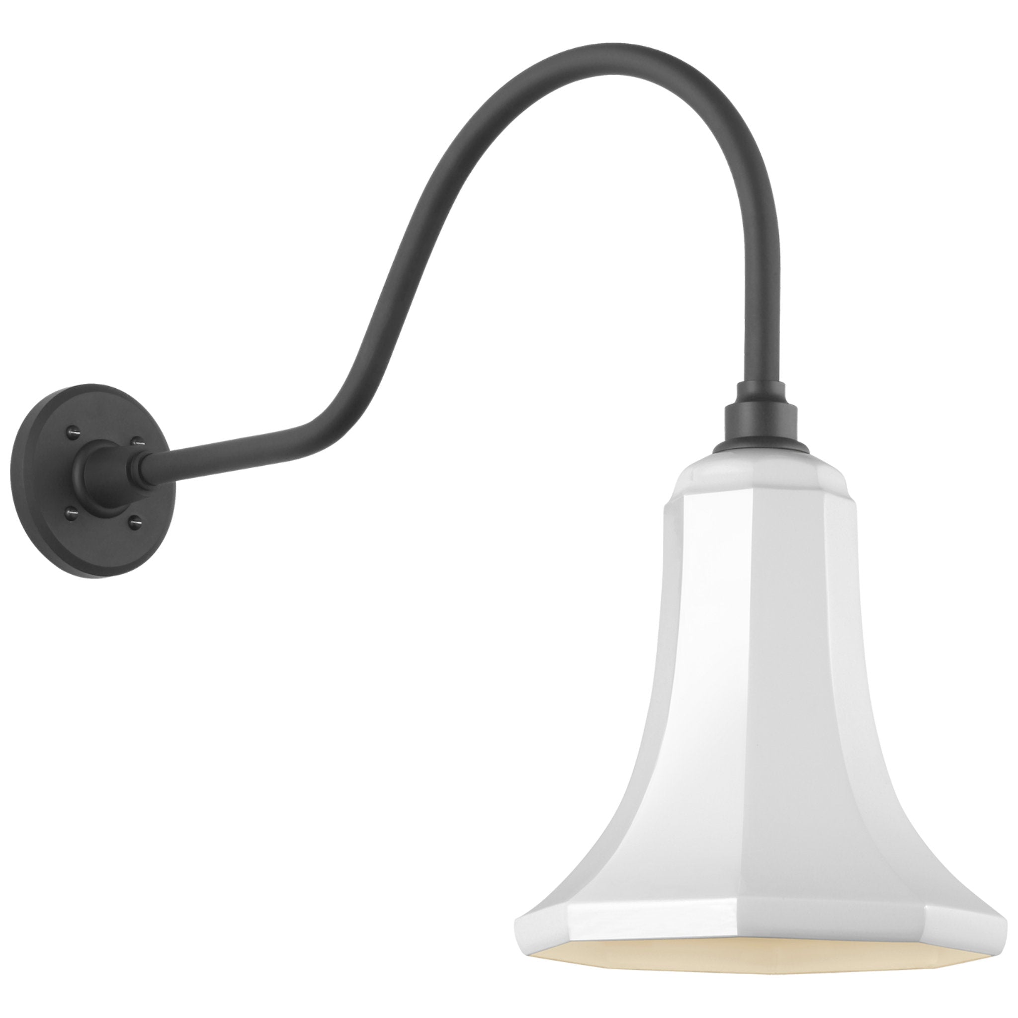 Thomas O'Brien Academy 23" Flynn Barn Light in Matte Black with 9.25" White Savannah Shade Outdoor Lighting W9.25" x H20.25"