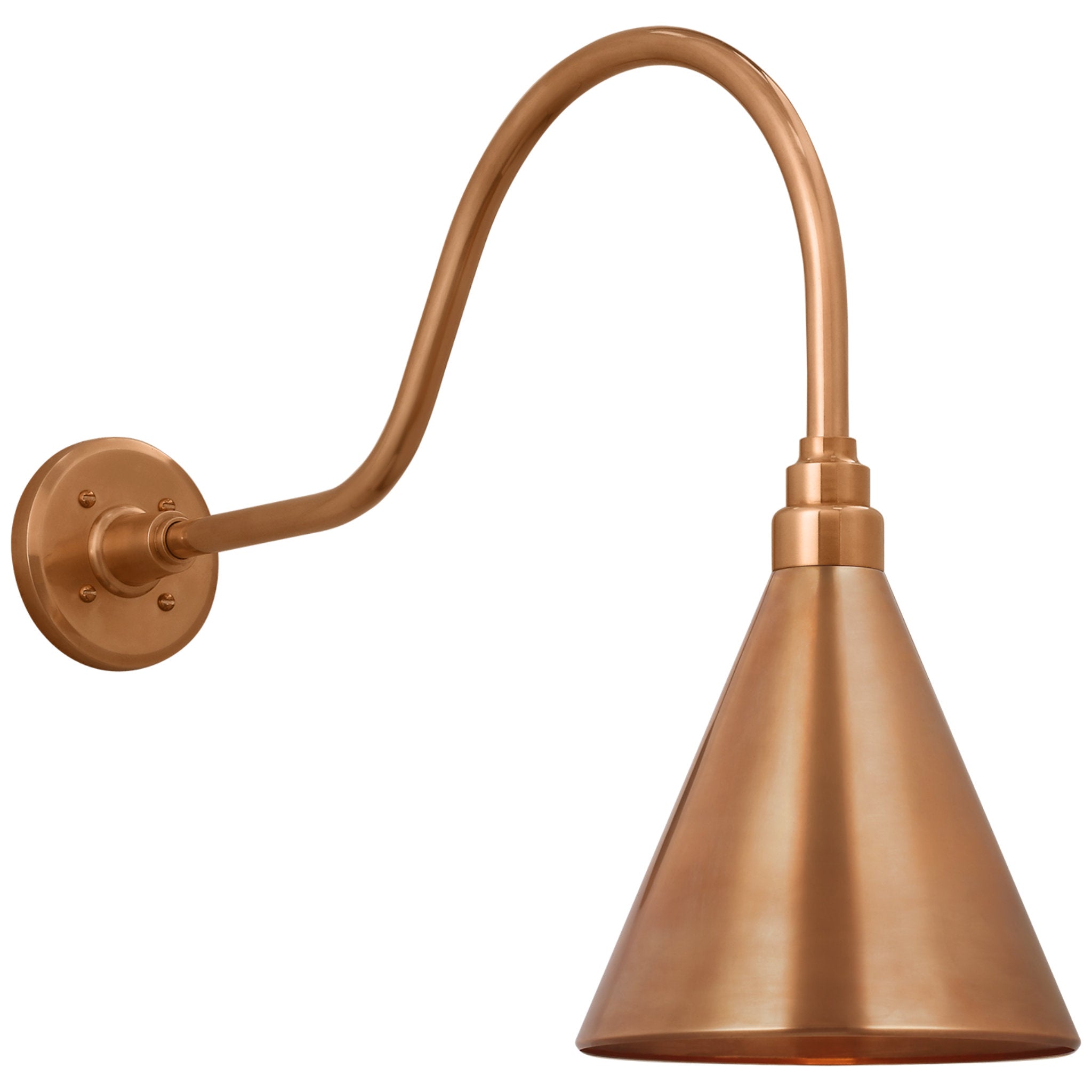 Thomas O'Brien Academy 23" Flynn Barn Light in Soft Copper with 9" Conical Savannah Shade Outdoor Lighting W9" x H19.25"