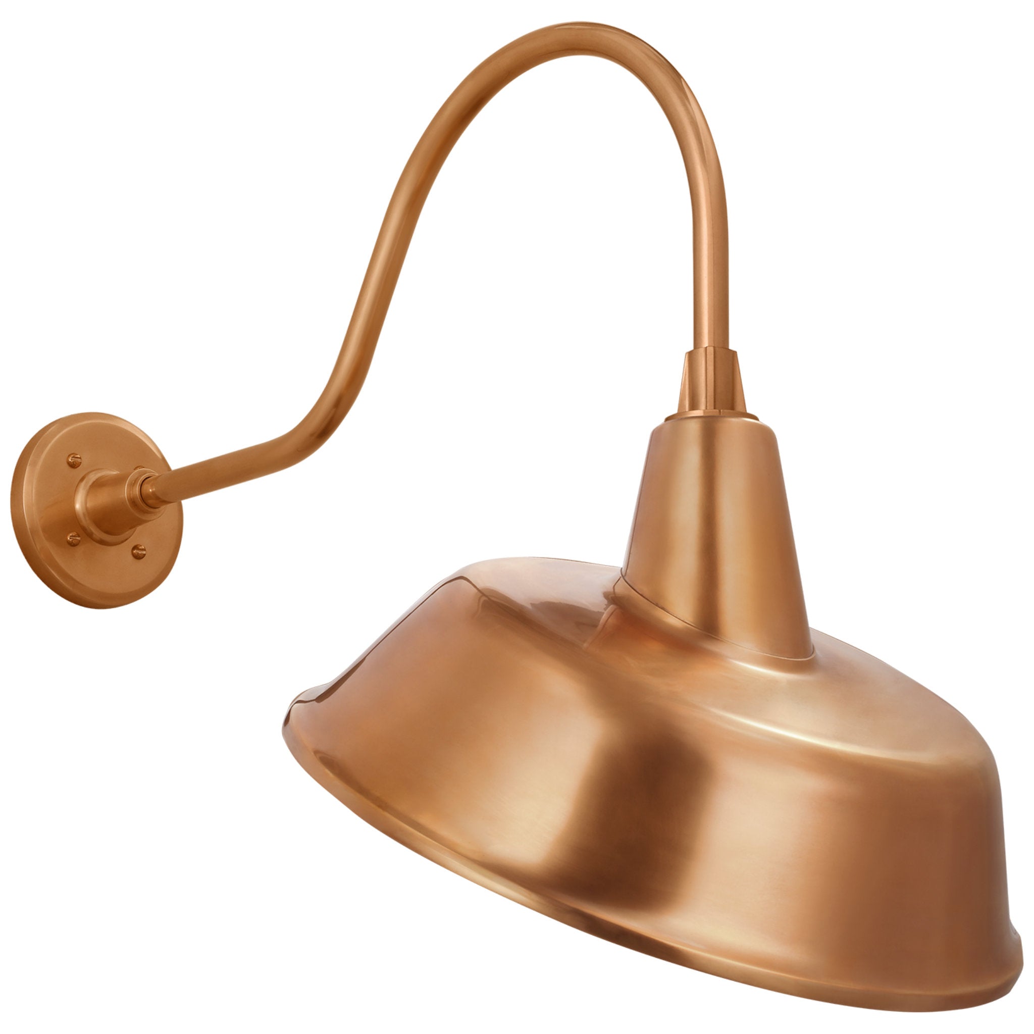 Thomas O'Brien Academy 23" Flynn Barn Light in Soft Copper with 16" Tilted Bowers Shade Outdoor Lighting W16" x H23"