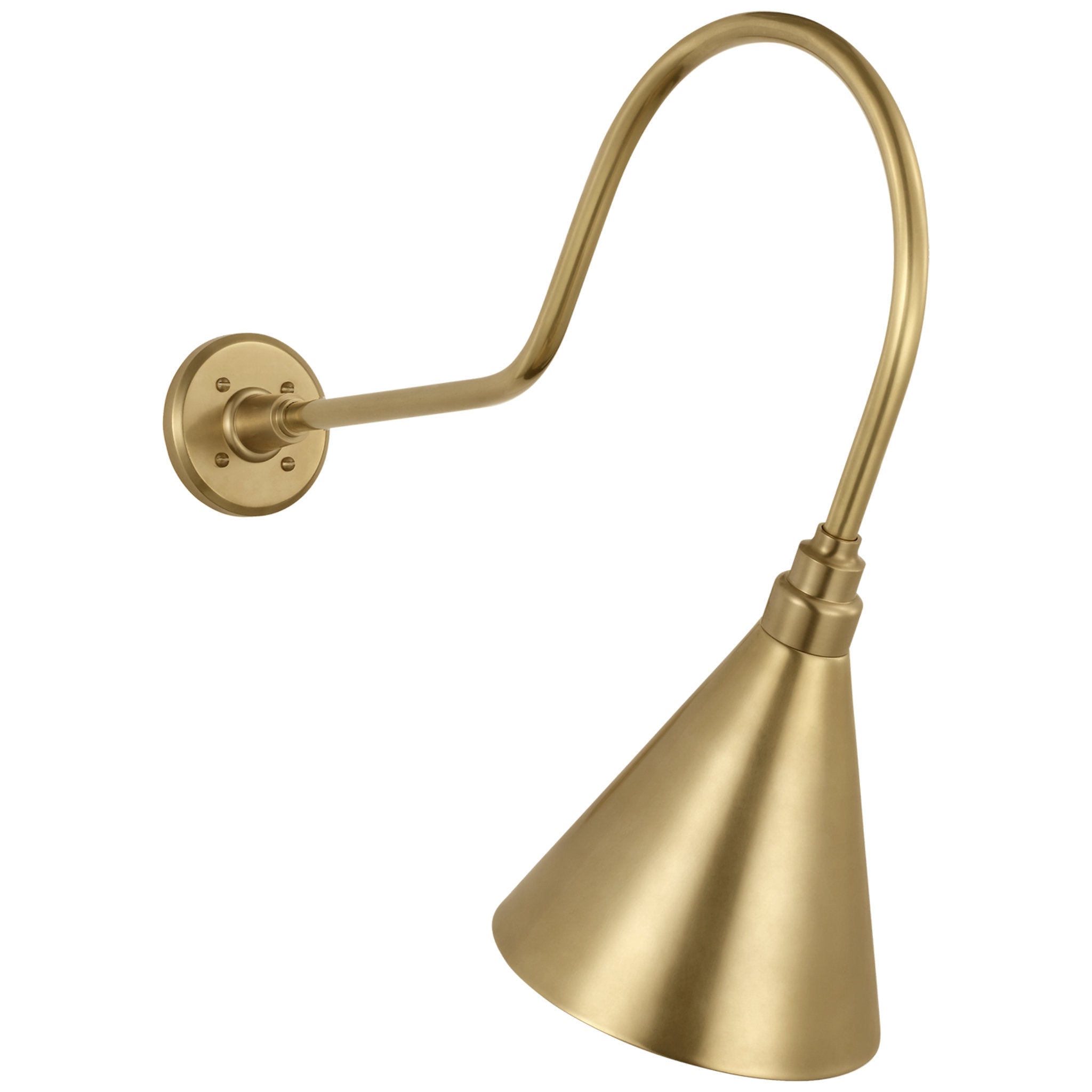 Thomas O'Brien Academy 26" Angled Flynn Barn Light in Hand-Rubbed Antique Brass with 9" Conical Savannah Shade Outdoor Lighting W9" x H23.25"