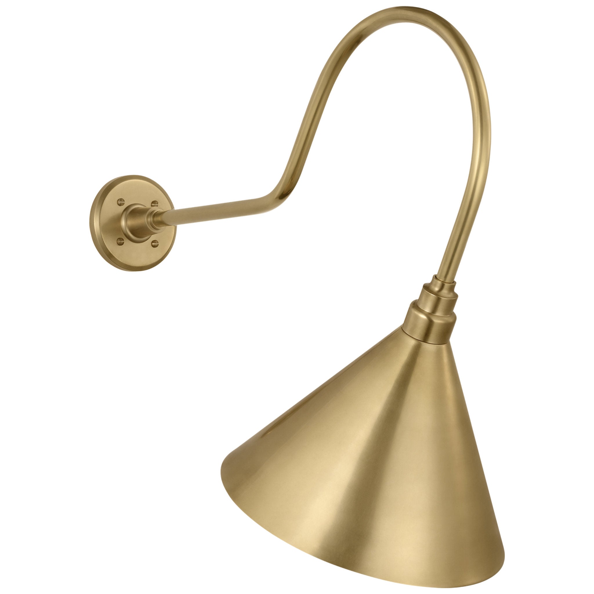 Thomas O'Brien Academy 26" Angled Flynn Barn Light in Hand-Rubbed Antique Brass with 12.5" Conical Savannah Shade Outdoor Lighting W12.5" x H24.25"