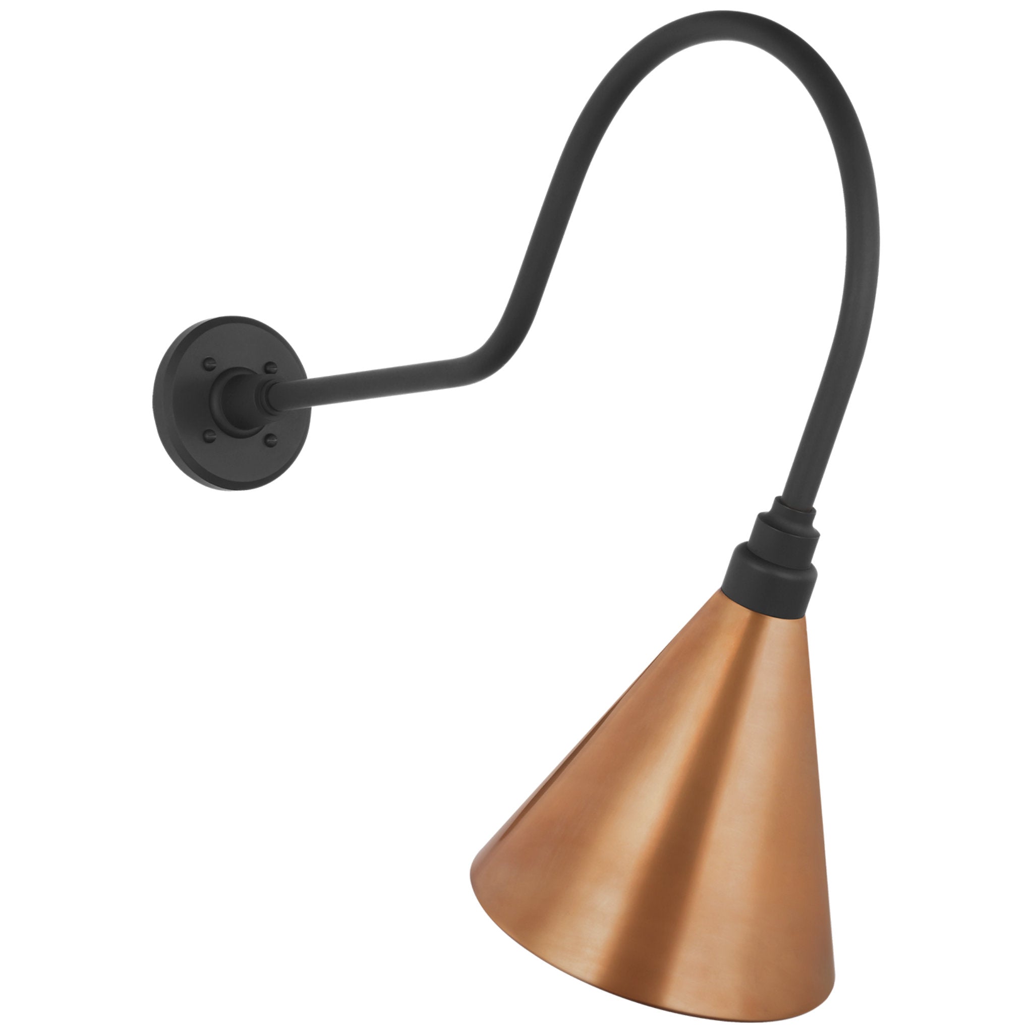 Thomas O'Brien Academy 26" Angled Flynn Barn Light in Matte Black with 9" Soft Copper Conical Savannah Shade Outdoor Lighting W9" x H23.25"