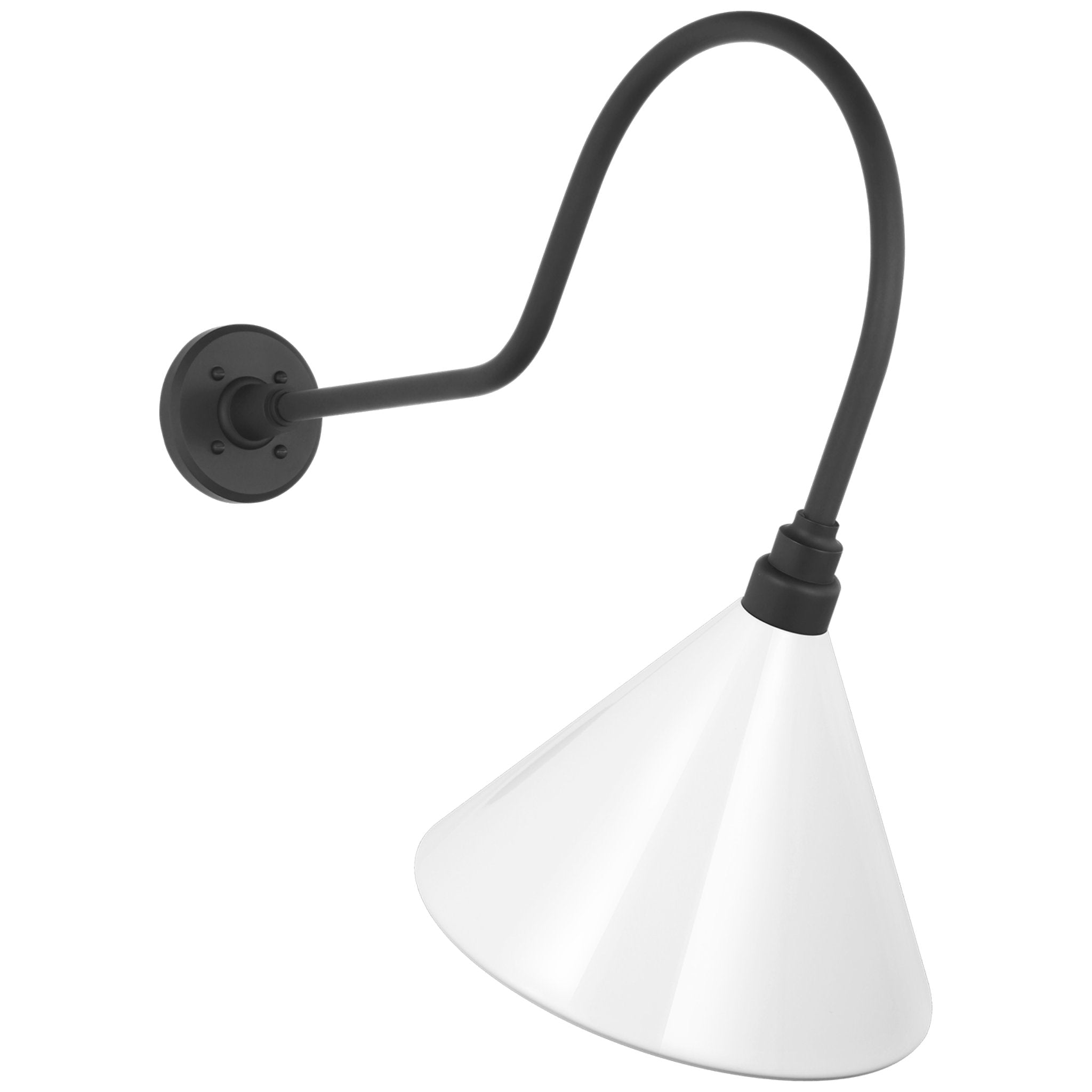 Thomas O'Brien Academy 26" Angled Flynn Barn Light in Matte Black with 12.5" White Conical Savannah Shade Outdoor Lighting W12.5" x H24.25"