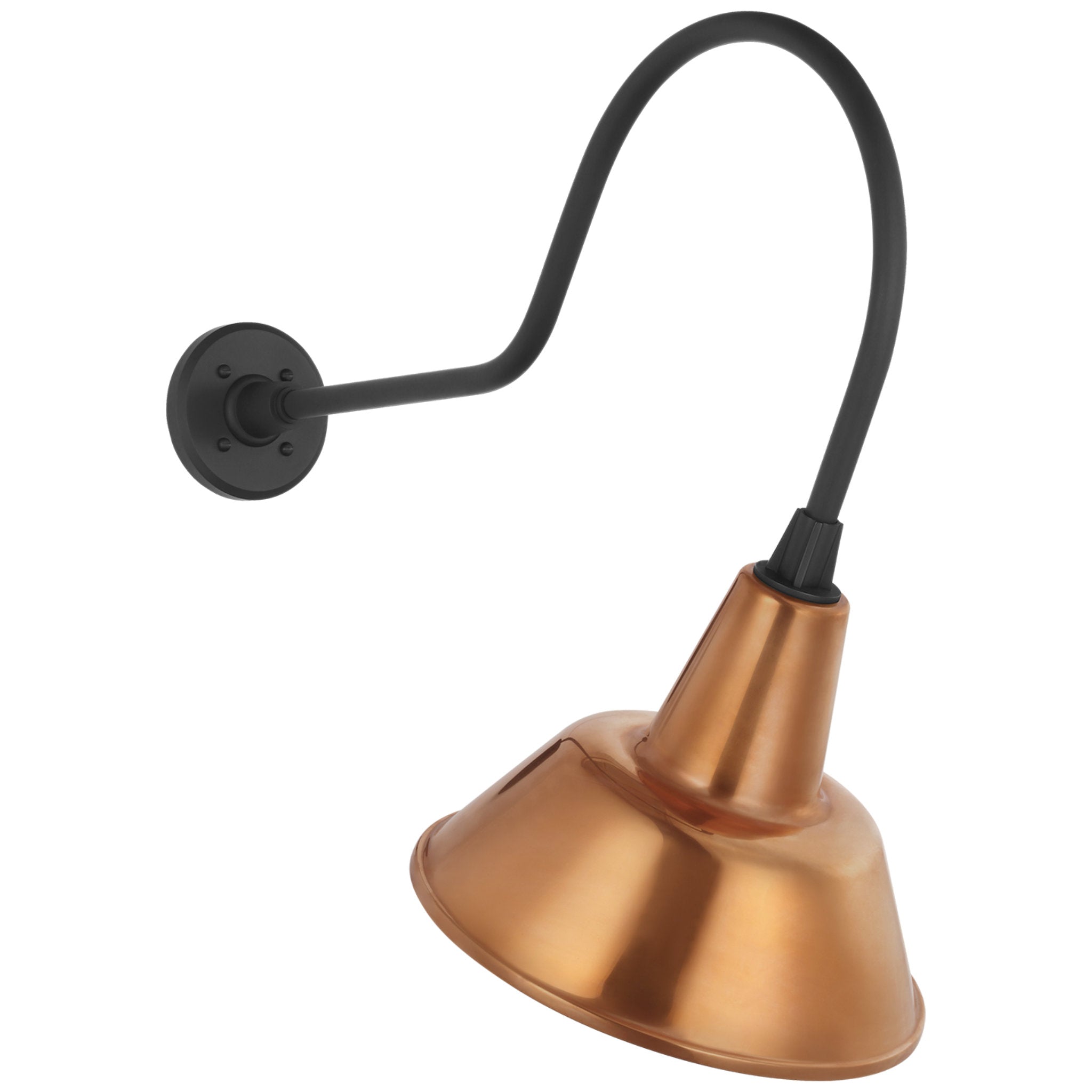 Thomas O'Brien Academy 26" Angled Flynn Barn Light in Matte Black with 12.5" Soft Copper Bowers Shade Outdoor Lighting W12.5" x H24"