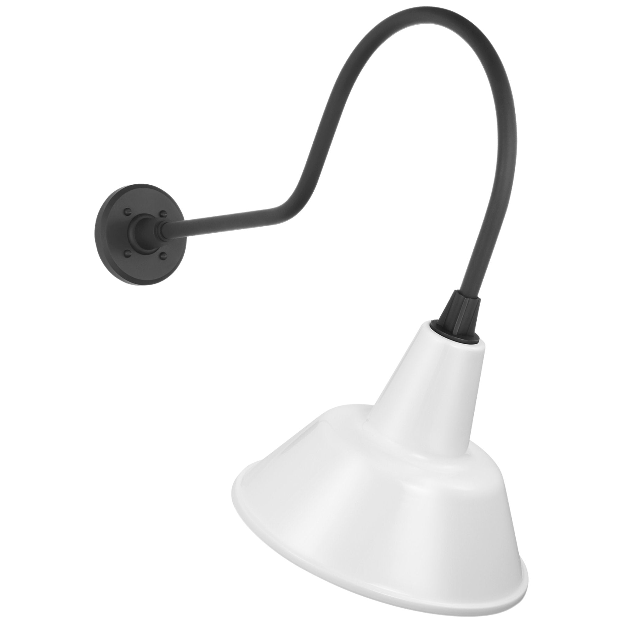Thomas O'Brien Academy 26" Angled Flynn Barn Light in Matte Black with 12.5" White Bowers Shade Outdoor Lighting W12.5" x H24"