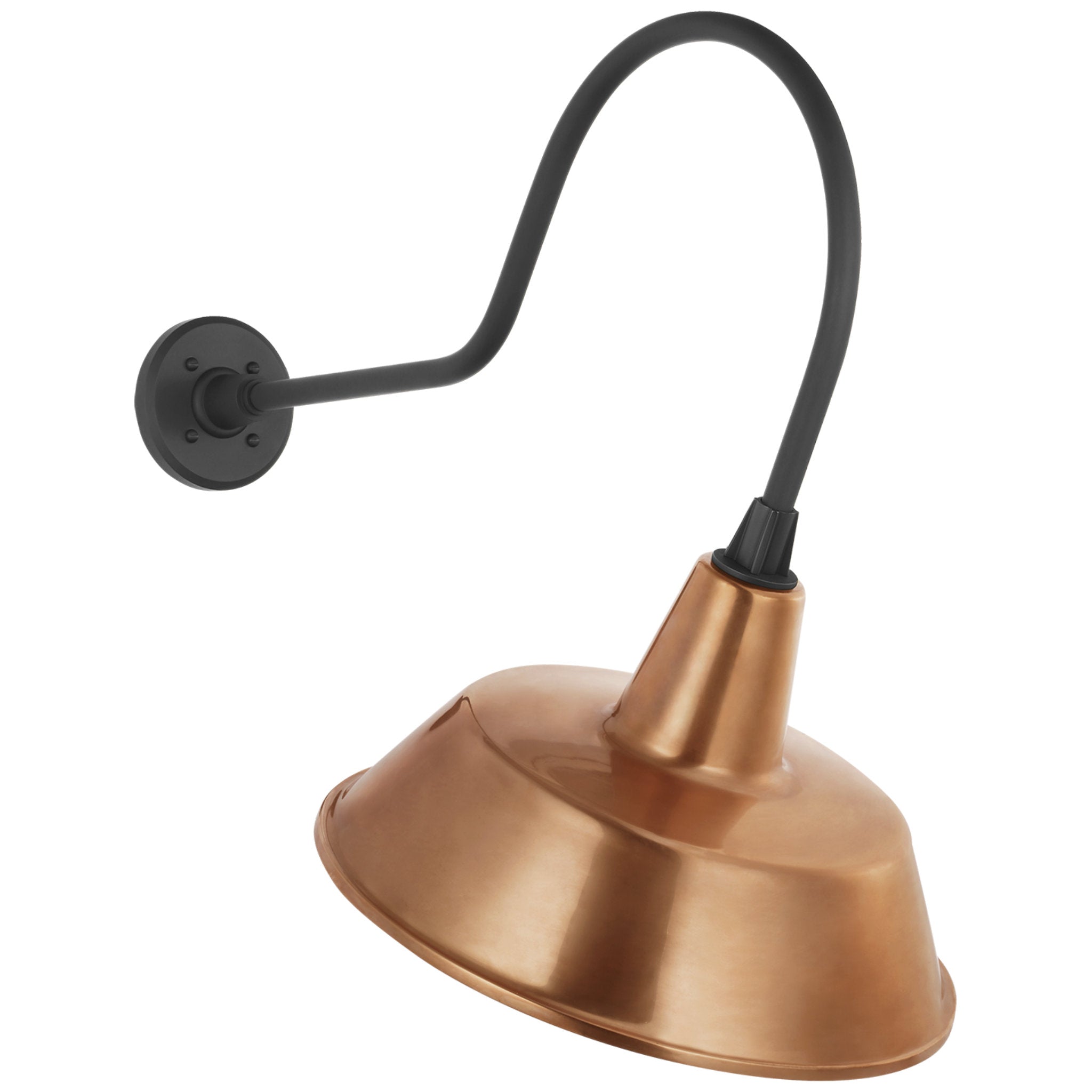 Thomas O'Brien Academy 26" Angled Flynn Barn Light in Matte Black with 16" Soft Copper Bowers Shade Outdoor Lighting W16" x H25"