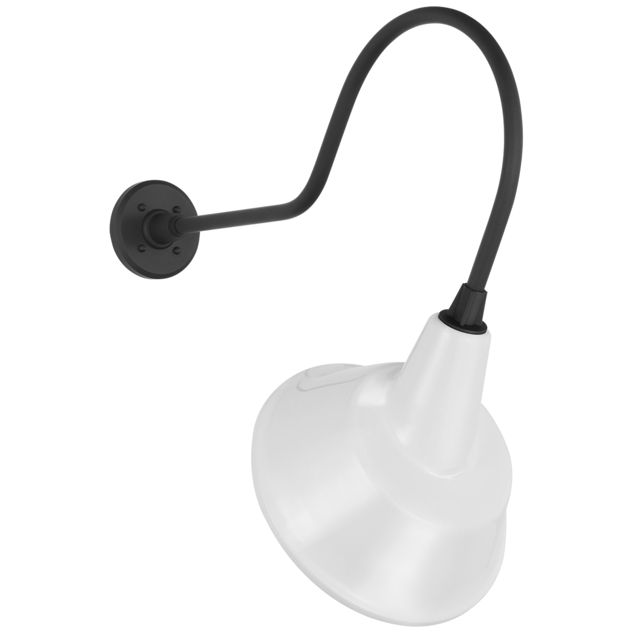 Thomas O'Brien Academy 26" Angled Flynn Barn Light in Matte Black with 12.5" White Tilted Bowers Shade Outdoor Lighting W12.5" x H25.25"