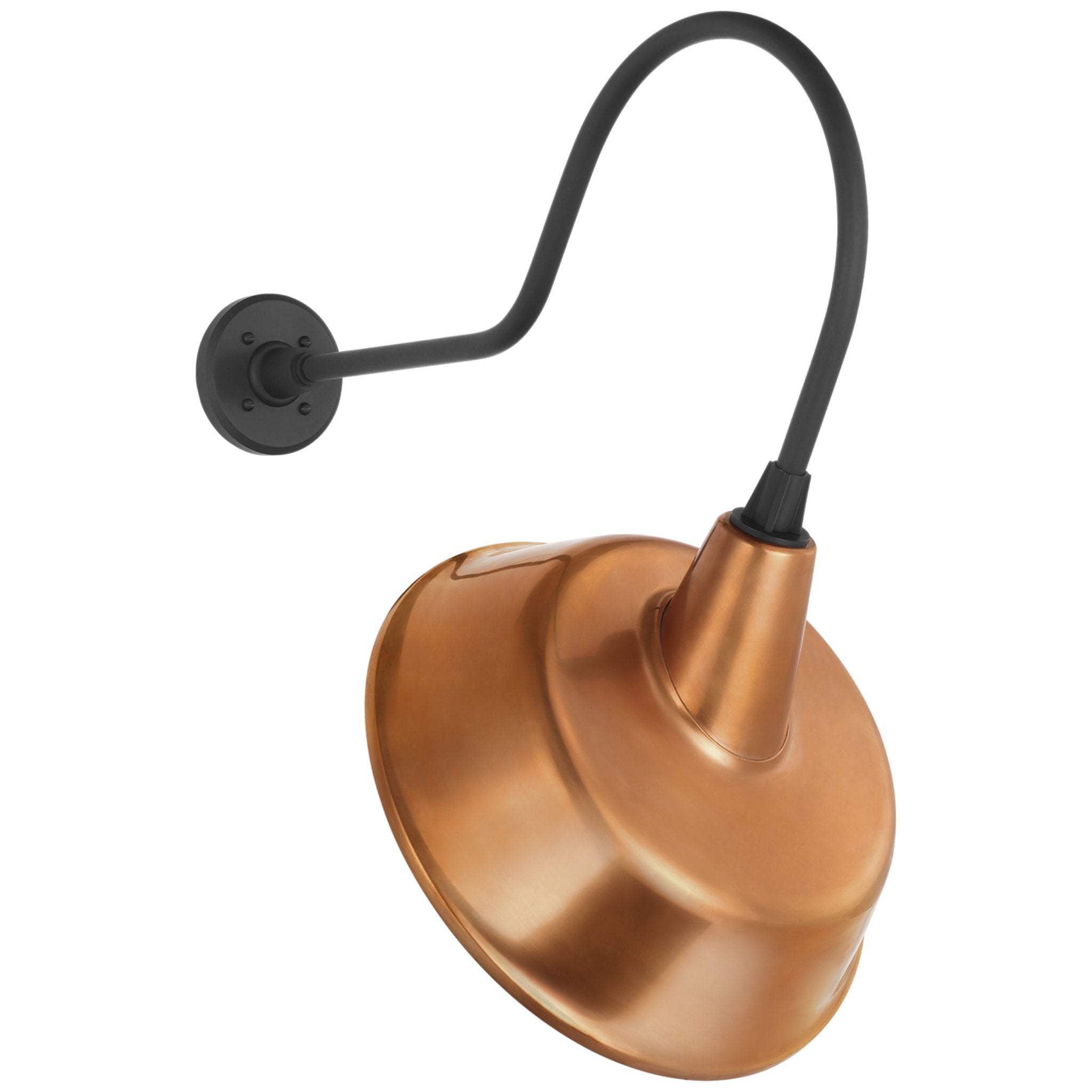 Thomas O'Brien Academy 26" Angled Flynn Barn Light in Matte Black with 16" Soft Copper Tilted Bowers Shade Outdoor Lighting W16" x H26.75"