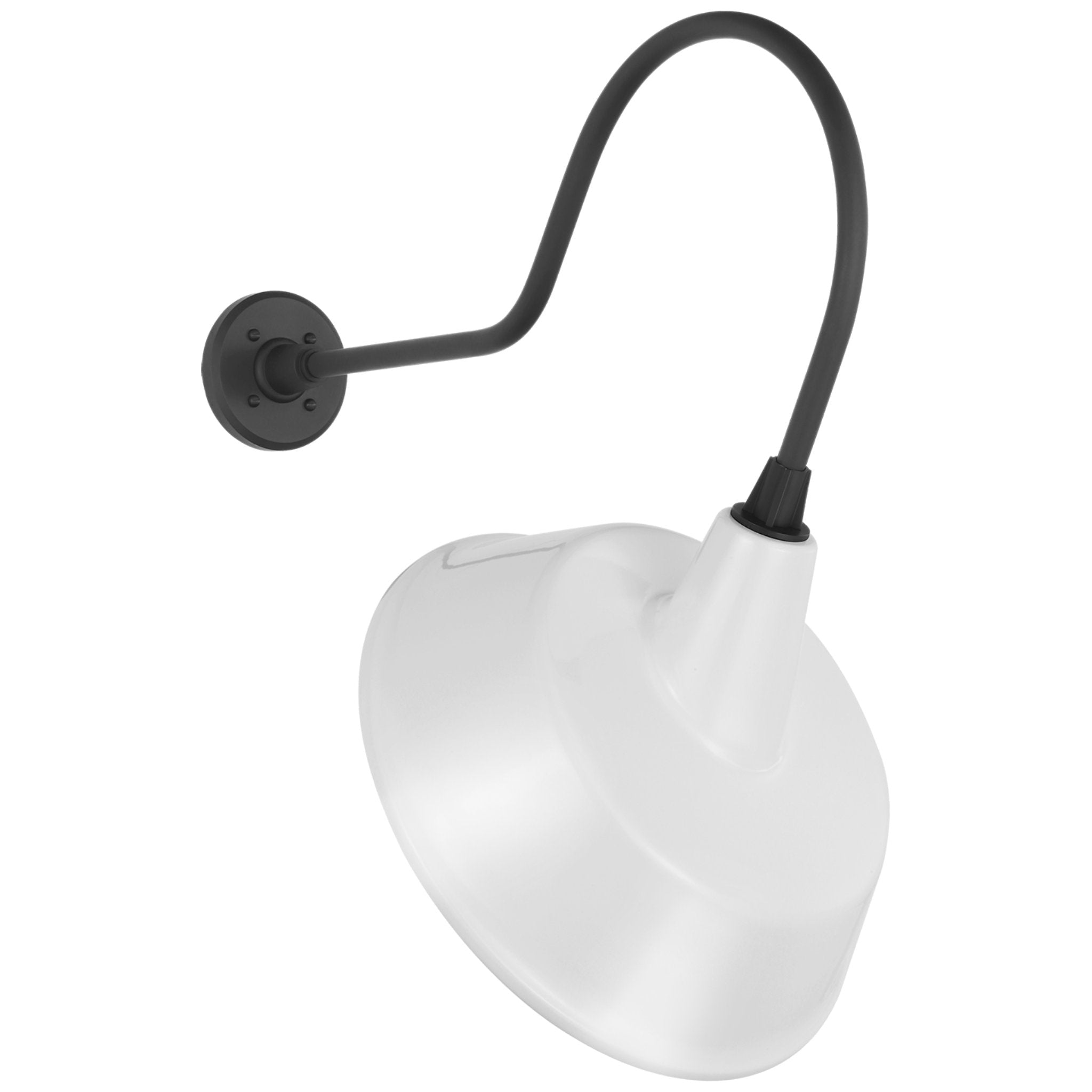 Thomas O'Brien Academy 26" Angled Flynn Barn Light in Matte Black with 16" White Tilted Bowers Shade Outdoor Lighting W16" x H26.75"