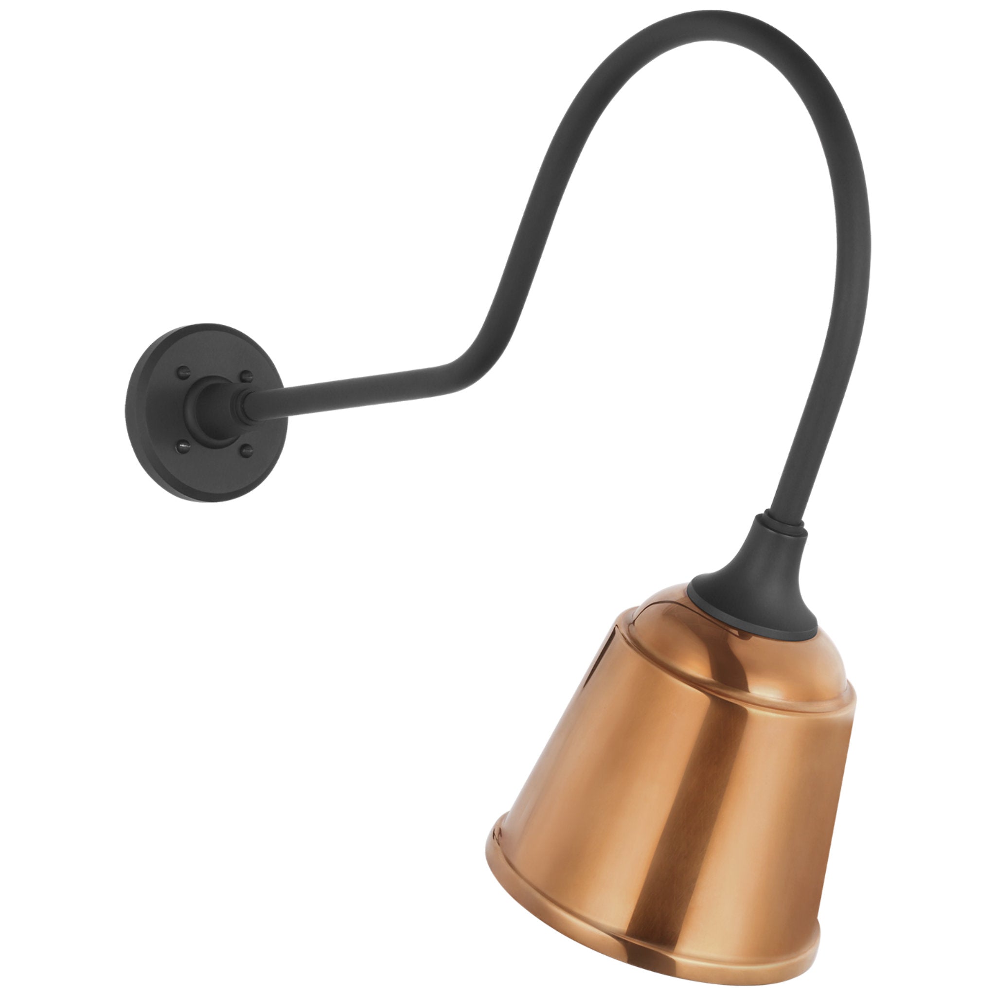 Thomas O'Brien Academy 26" Angled Flynn Barn Light in Matte Black with 8" Soft Copper Rockhouse Shade Outdoor Lighting W8" x H22"