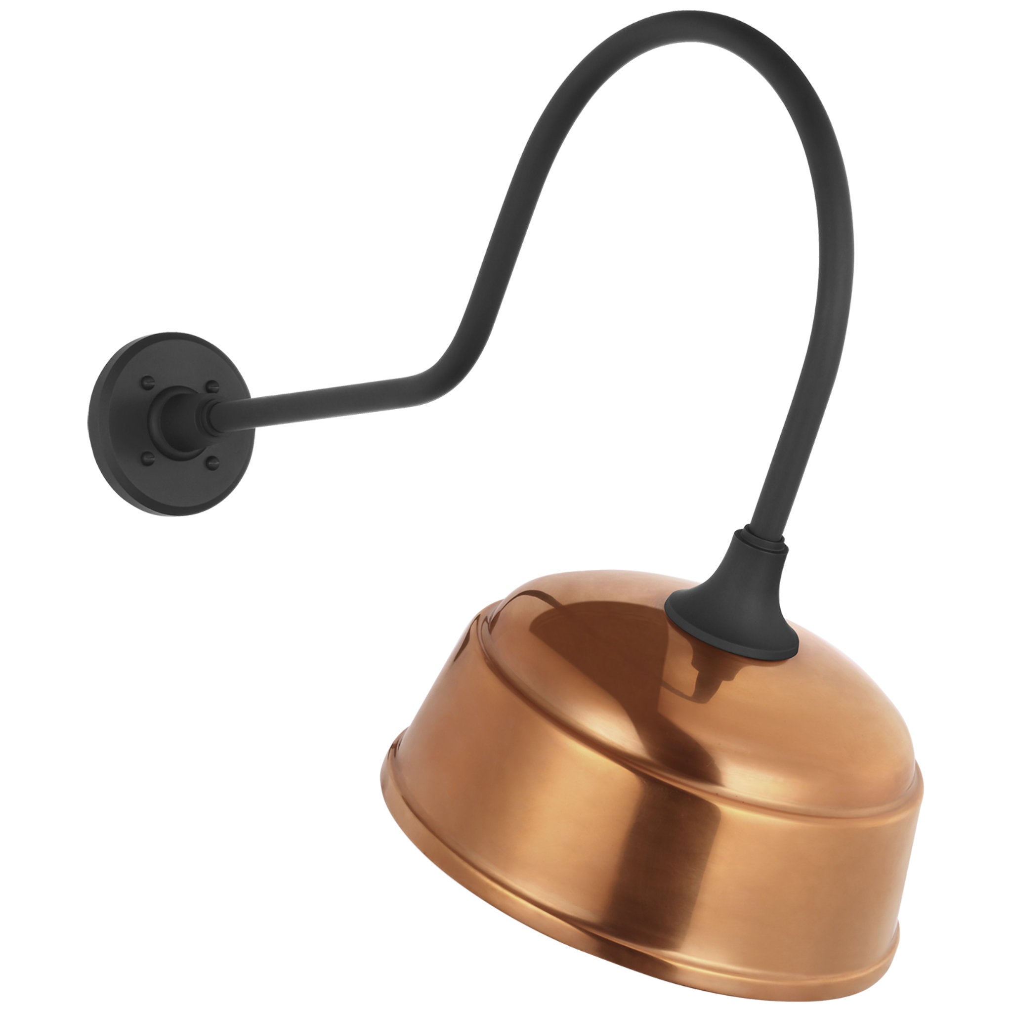 Thomas O'Brien Academy 26" Angled Flynn Barn Light in Matte Black with 12.5" Soft Copper Rockhouse Shade Outdoor Lighting W12.5" x H22"
