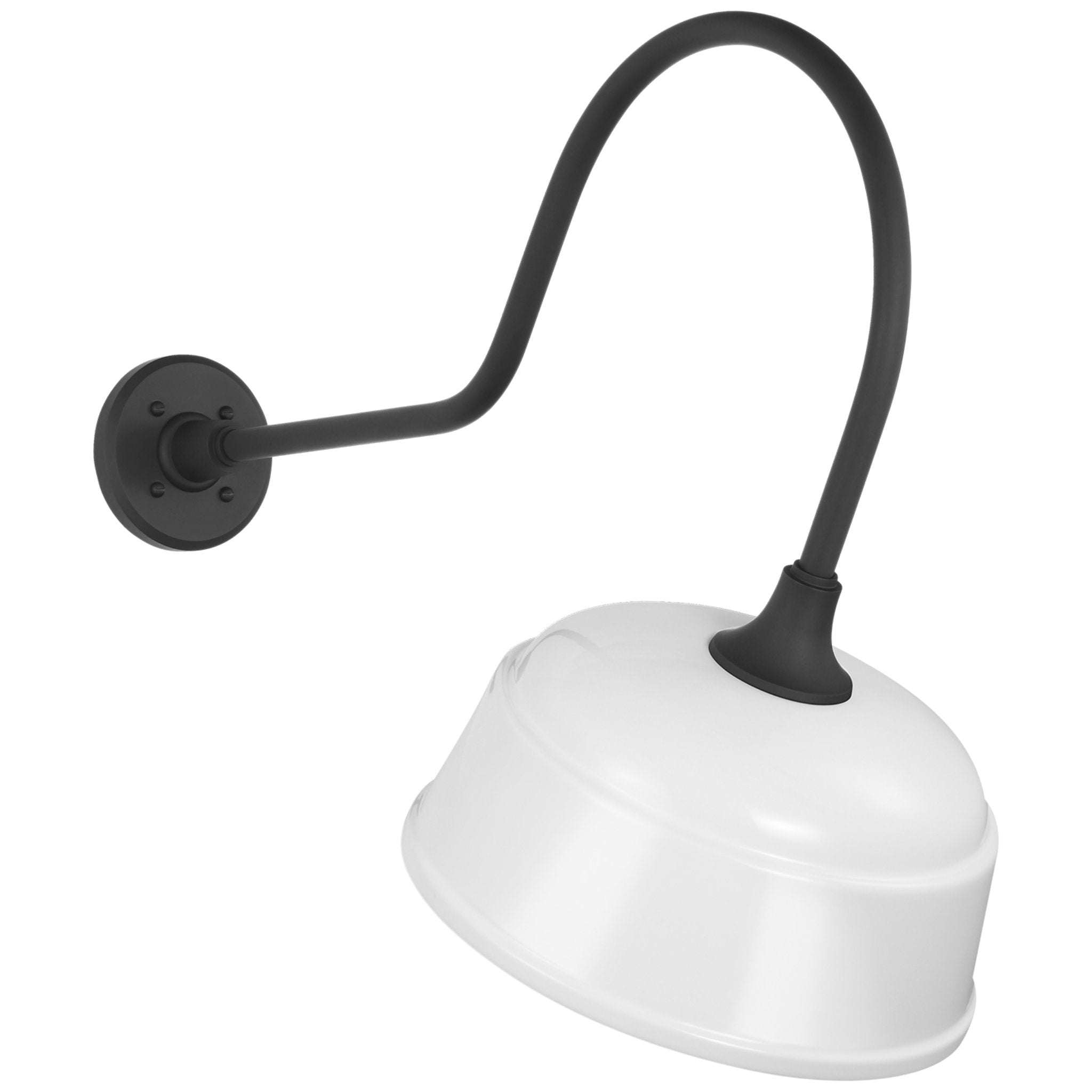 Thomas O'Brien Academy 26" Angled Flynn Barn Light in Matte Black with 12.5" White Rockhouse Shade Outdoor Lighting W12.5" x H22"