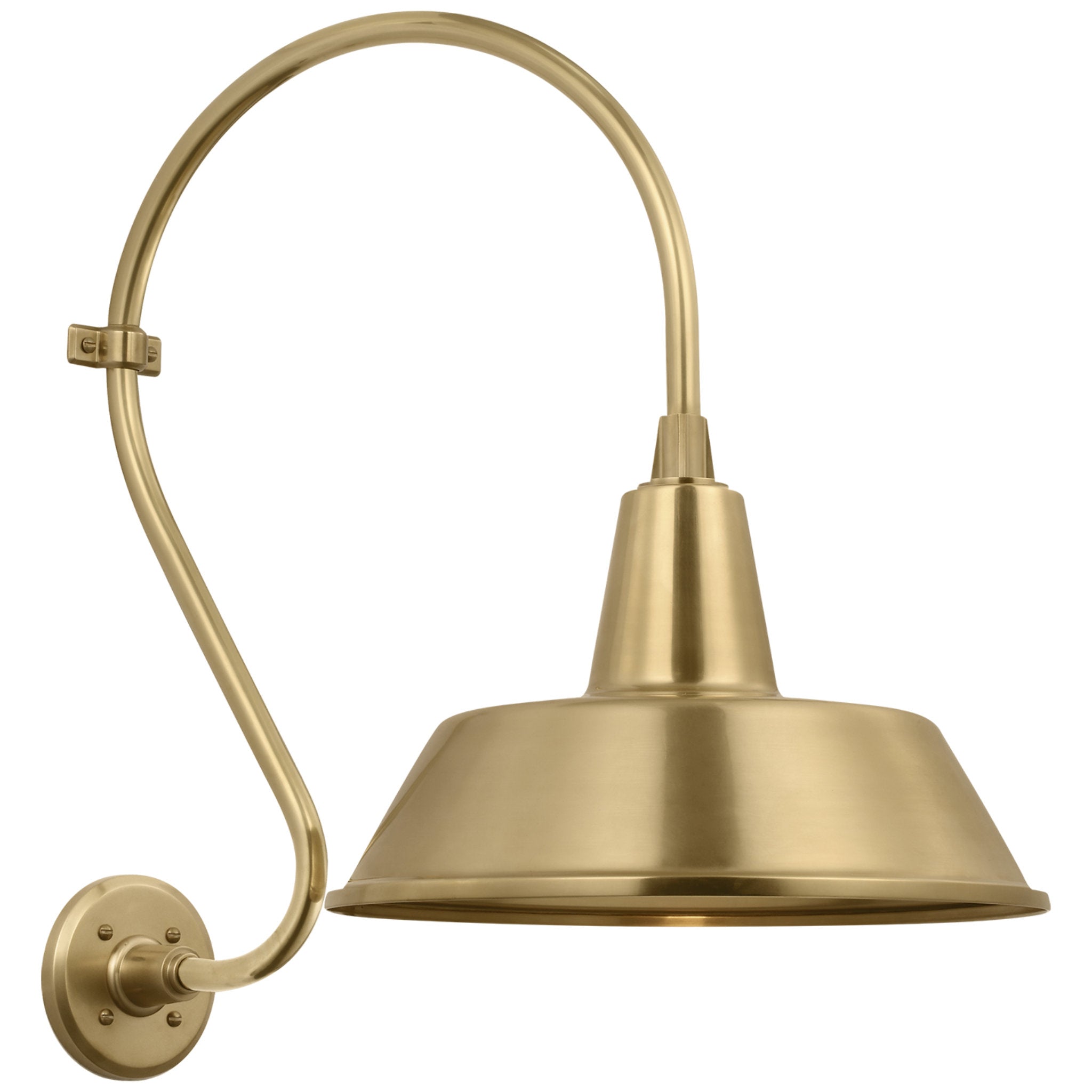 Thomas O'Brien Academy 15" Larrabee Barn Light in Hand-Rubbed Antique Brass with 16" Bowers Shade Outdoor Lighting W16" x H24"
