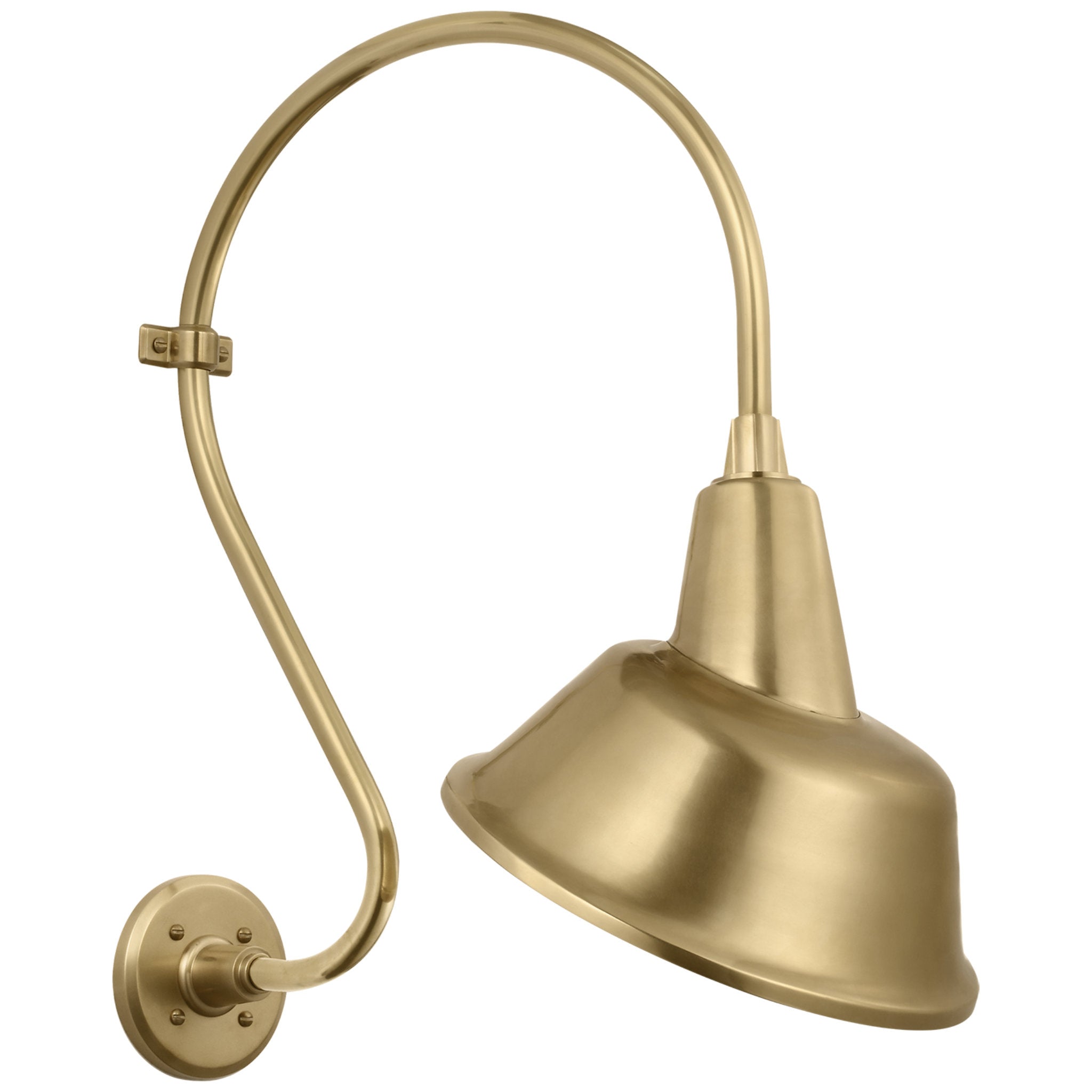 Thomas O'Brien Academy 15" Larrabee Barn Light in Hand-Rubbed Antique Brass with 12.5" Tilted Bowers Shade Outdoor Lighting W12.5" x H24"