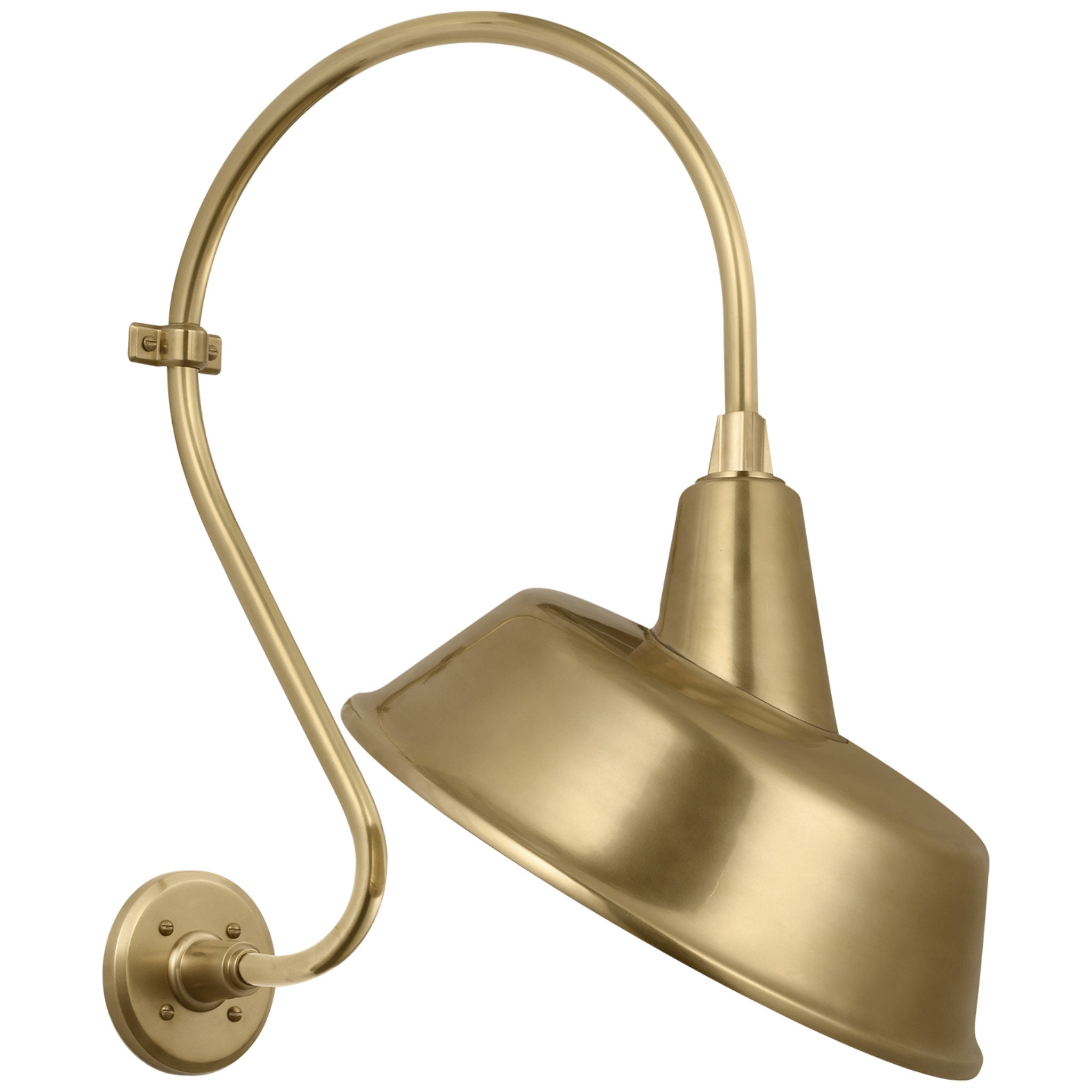 Thomas O'Brien Academy 15" Larrabee Barn Light in Hand-Rubbed Antique Brass with 16" Tilted Bowers Shade Outdoor Lighting W16" x H24.25"