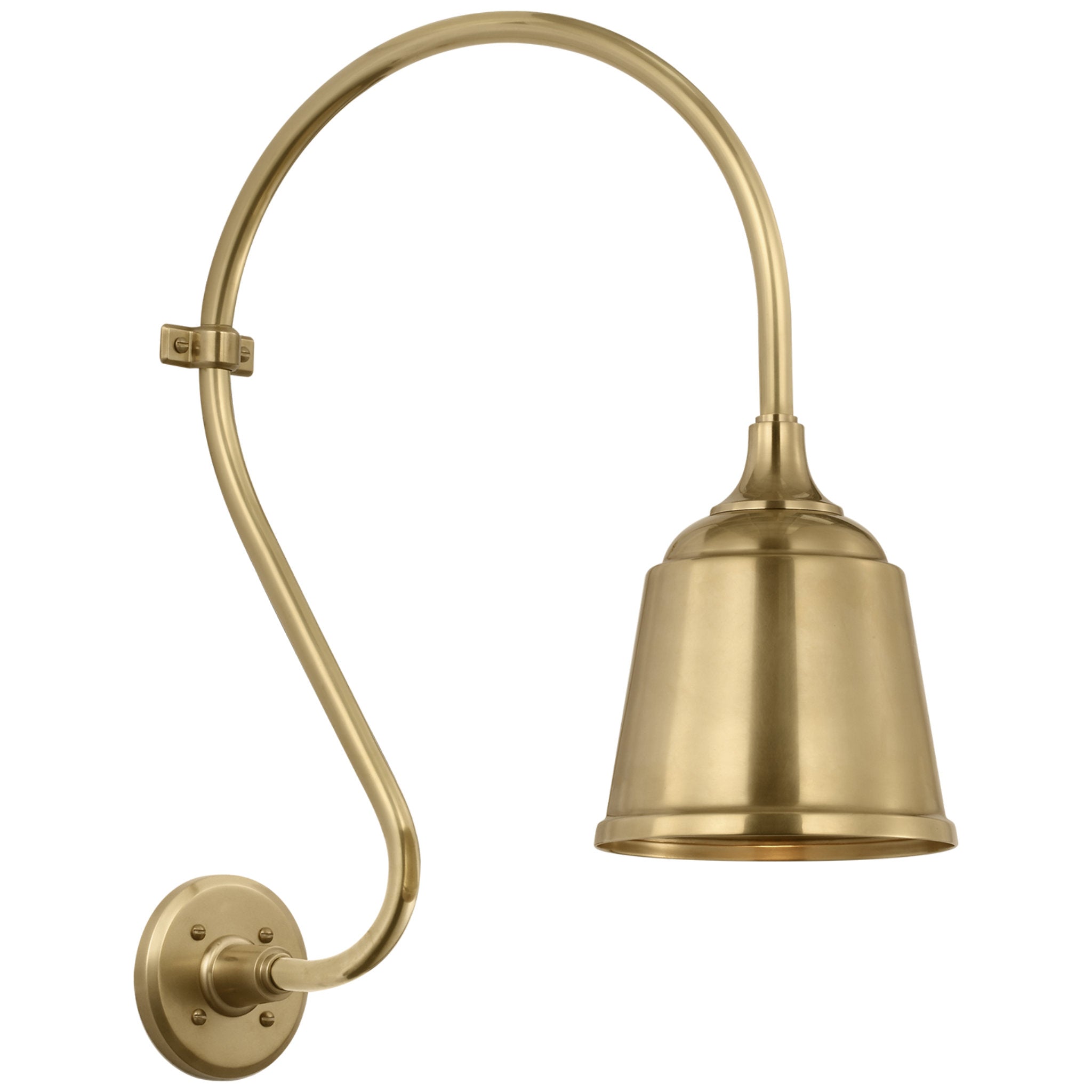 Thomas O'Brien Academy 15" Larrabee Barn Light in Hand-Rubbed Antique Brass with 8" Rockhouse Shade Outdoor Lighting W8" x H24"