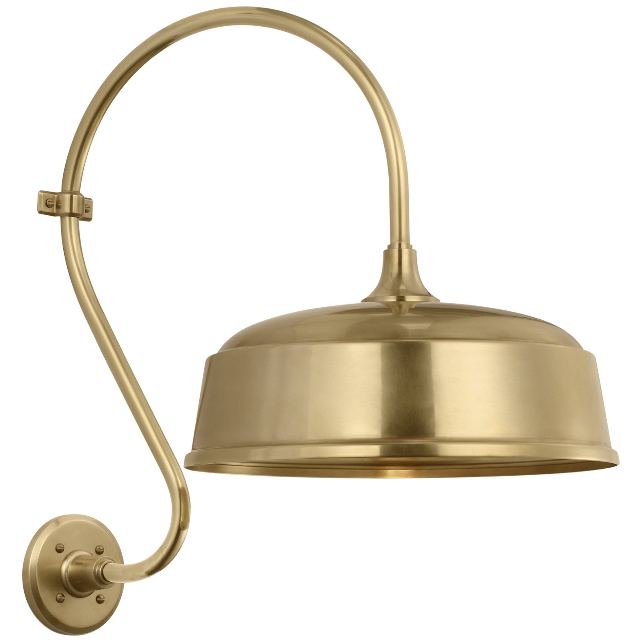 Thomas O'Brien Academy 15" Larrabee Barn Light in Hand-Rubbed Antique Brass with 16" Rockhouse Shade Outdoor Lighting W16" x H24"