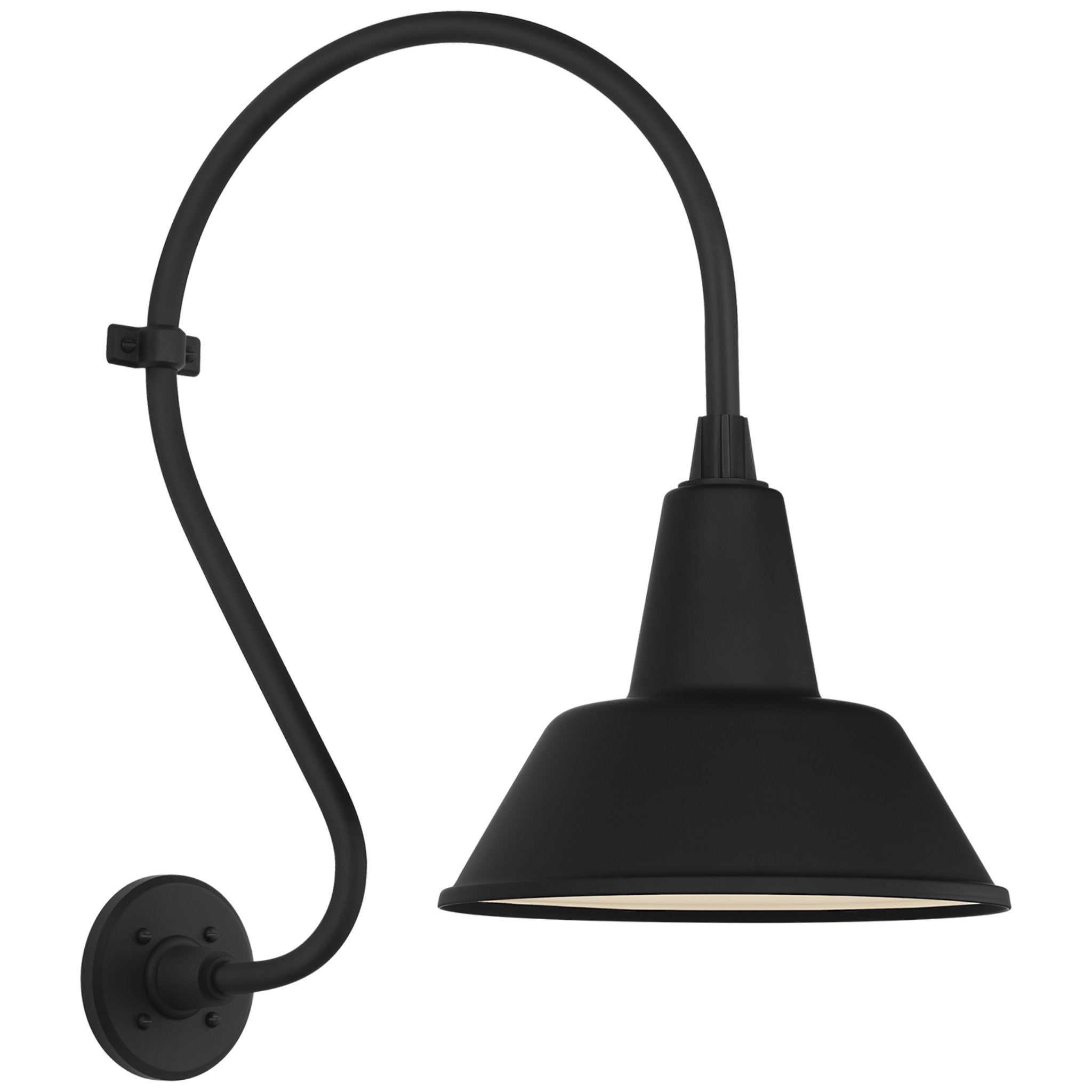 Thomas O'Brien Academy 15" Larrabee Barn Light in Matte Black with 12.5" Bowers Shade Outdoor Lighting W12.5" x H24"