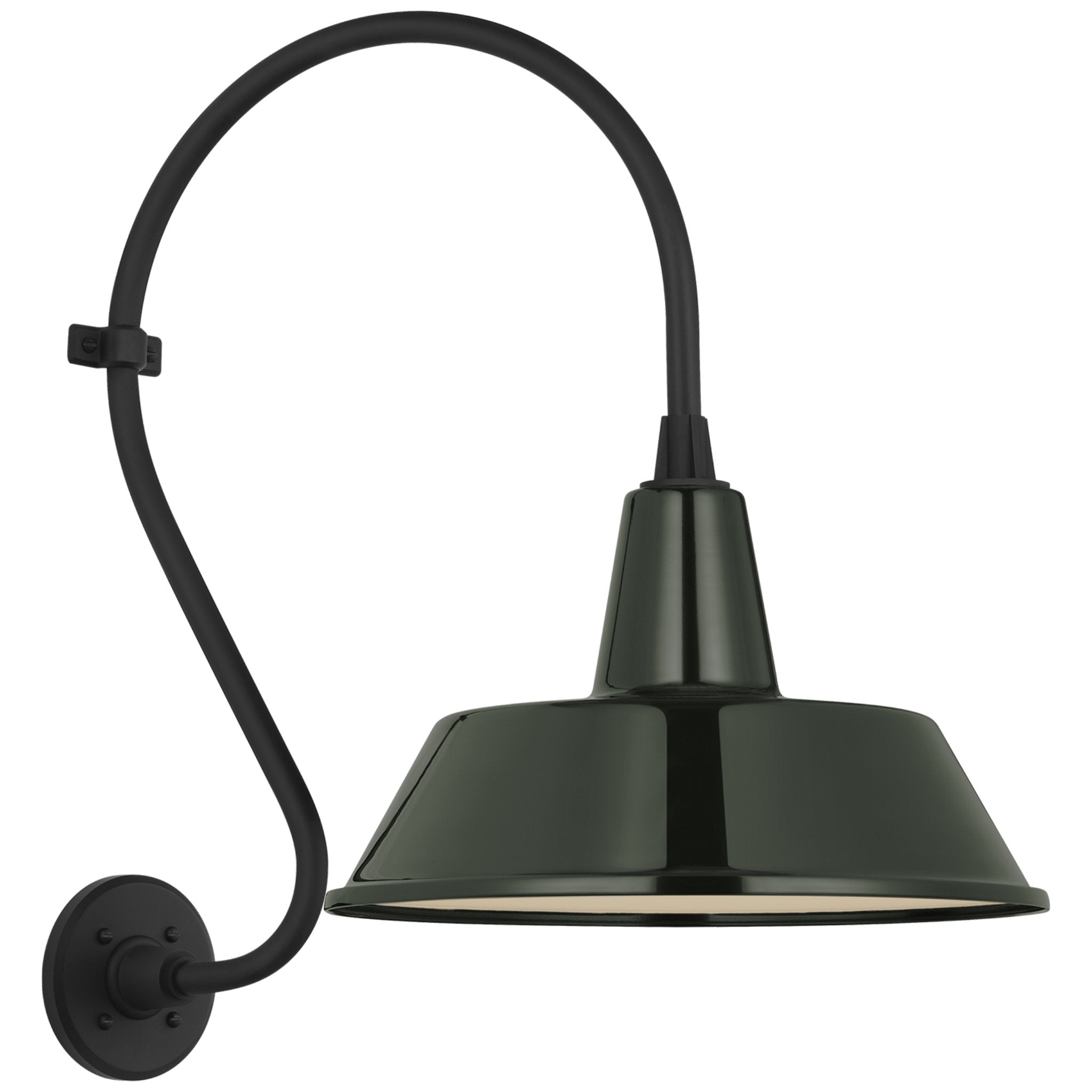 Thomas O'Brien Academy 15" Larrabee Barn Light in Matte Black with 16" Green Bowers Shade Outdoor Lighting W16" x H24"