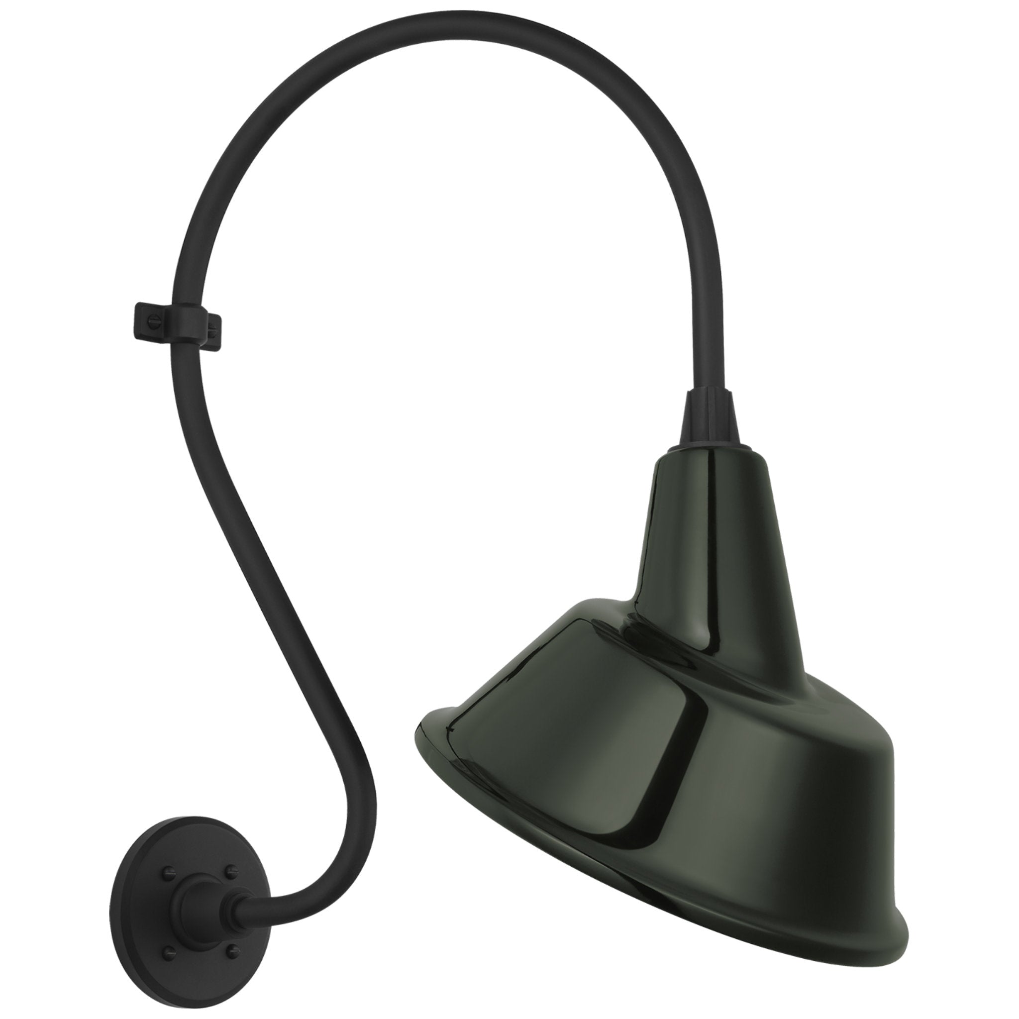 Thomas O'Brien Academy 15" Larrabee Barn Light in Matte Black with 12.5" Green Tilted Bowers Shade Outdoor Lighting W12.5" x H24"