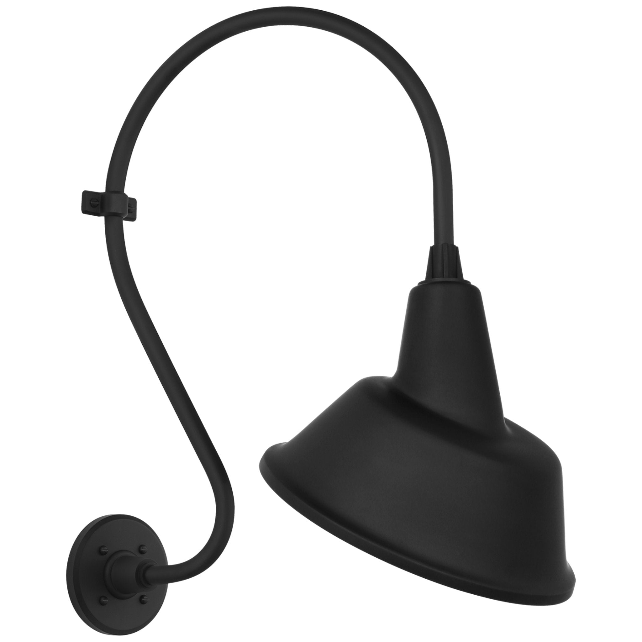 Thomas O'Brien Academy 15" Larrabee Barn Light in Matte Black with 12.5" Tilted Bowers Shade Outdoor Lighting W12.5" x H24"