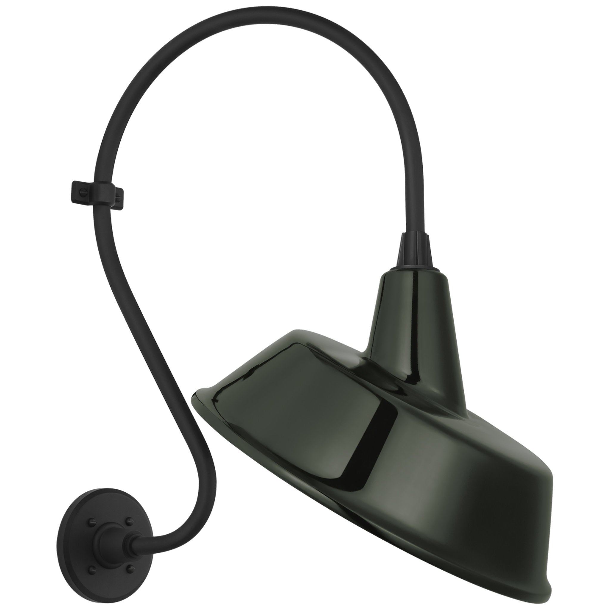 Thomas O'Brien Academy 15" Larrabee Barn Light in Matte Black with 16" Green Tilted Bowers Shade Outdoor Lighting W16" x H24.25"