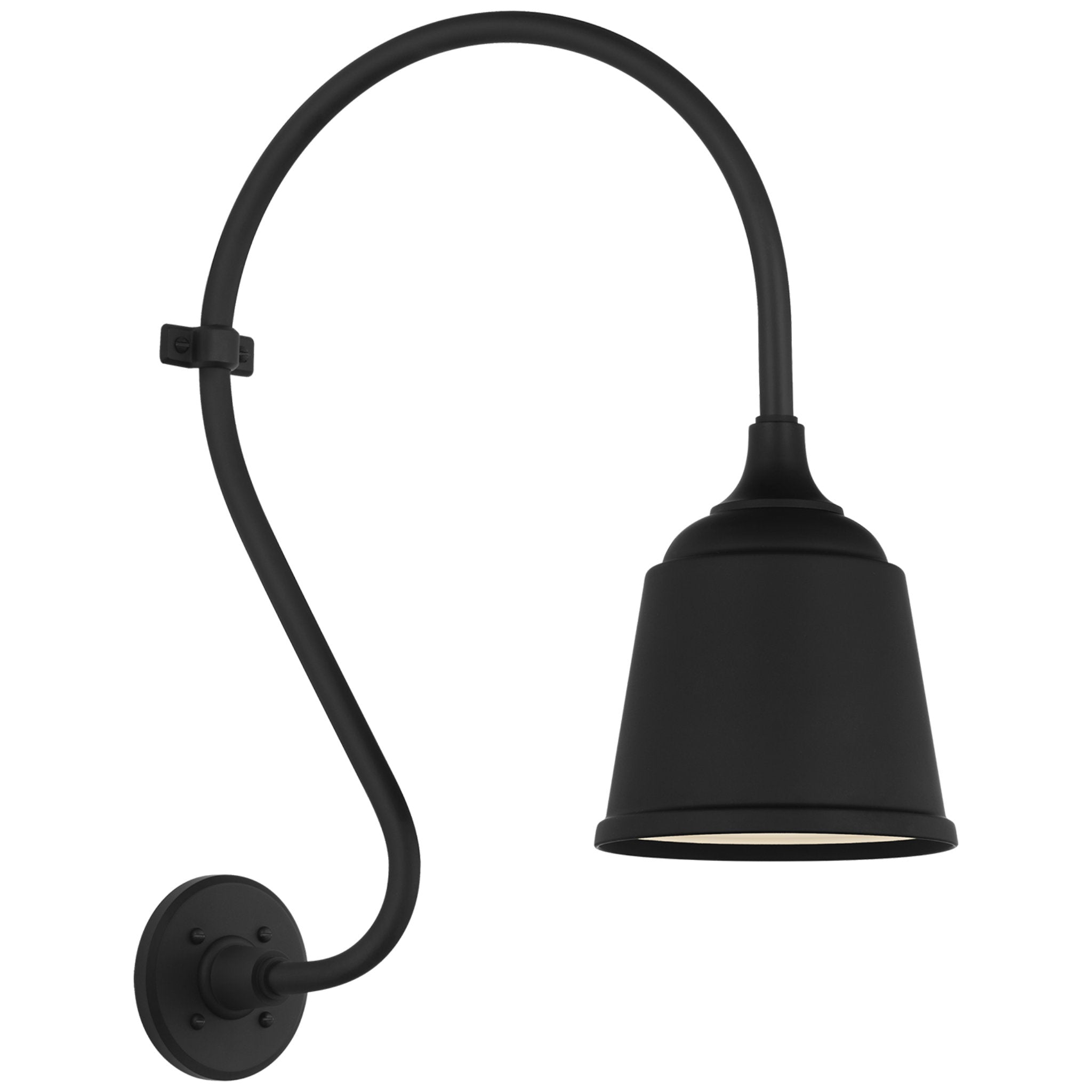 Thomas O'Brien Academy 15" Larrabee Barn Light in Matte Black with 8" Rockhouse Shade Outdoor Lighting W8" x H24"