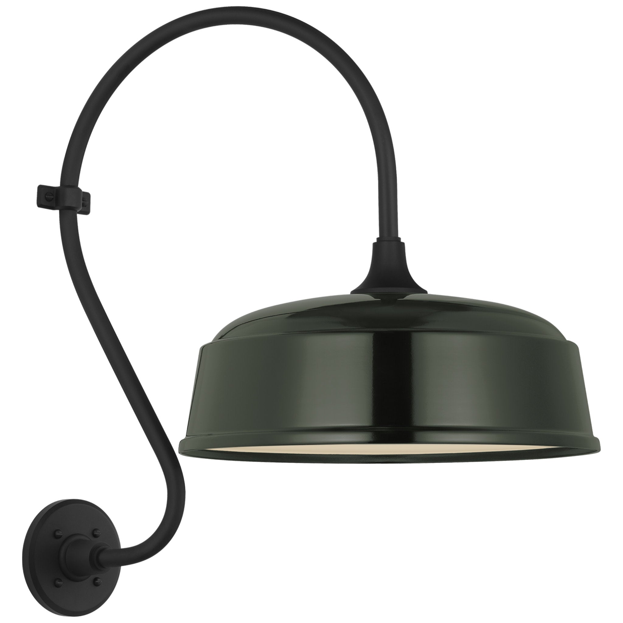 Thomas O'Brien Academy 15" Larrabee Barn Light in Matte Black with 16" Green Rockhouse Shade Outdoor Lighting W16" x H24"