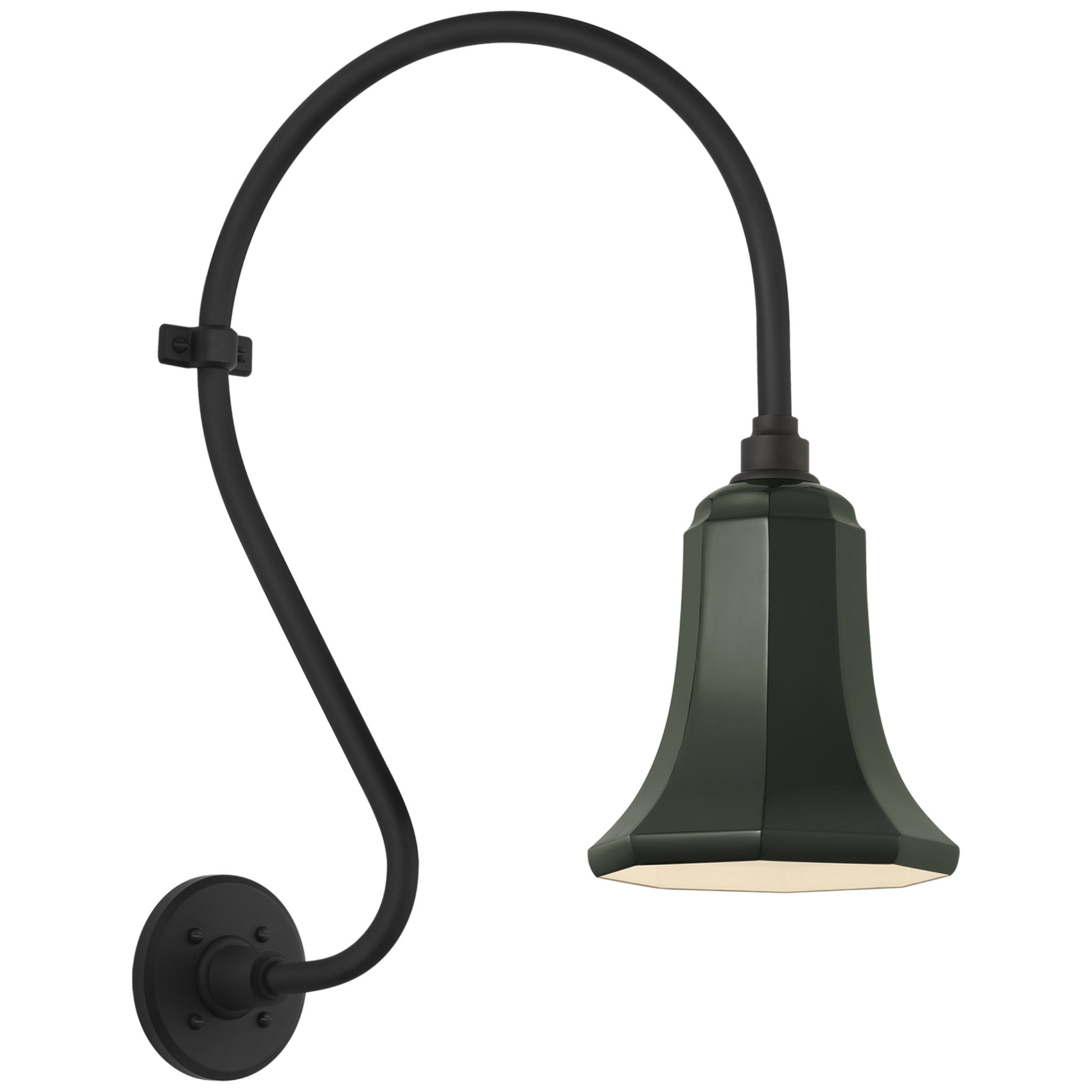 Thomas O'Brien Academy 15" Larrabee Barn Light in Matte Black with 7.5" Green Savannah Shade Outdoor Lighting W7.5" x H24"