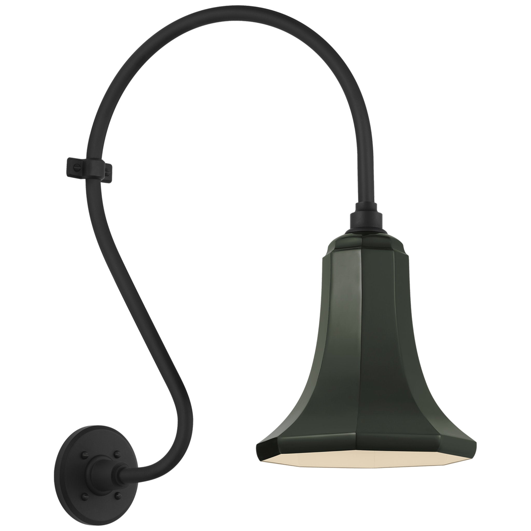 Thomas O'Brien Academy 15" Larrabee Barn Light in Matte Black with 9.25" Green Savannah Shade Outdoor Lighting W9.25" x H24"