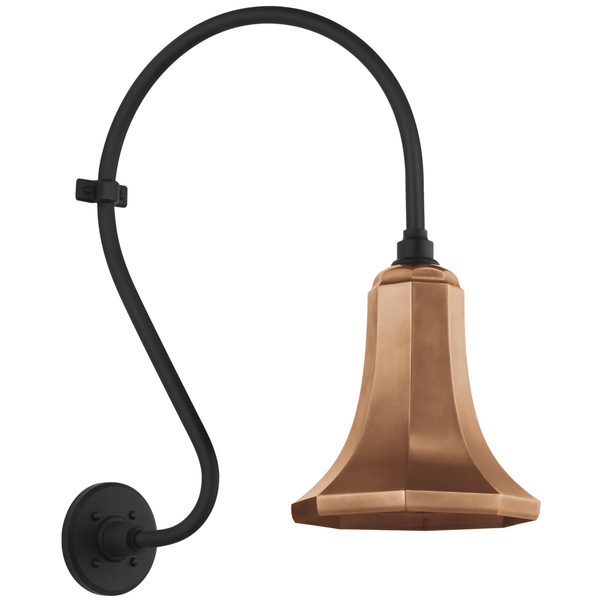 Thomas O'Brien Academy 15" Larrabee Barn Light in Matte Black with 9.25" Soft Copper Savannah Shade Outdoor Lighting W9.25" x H24"