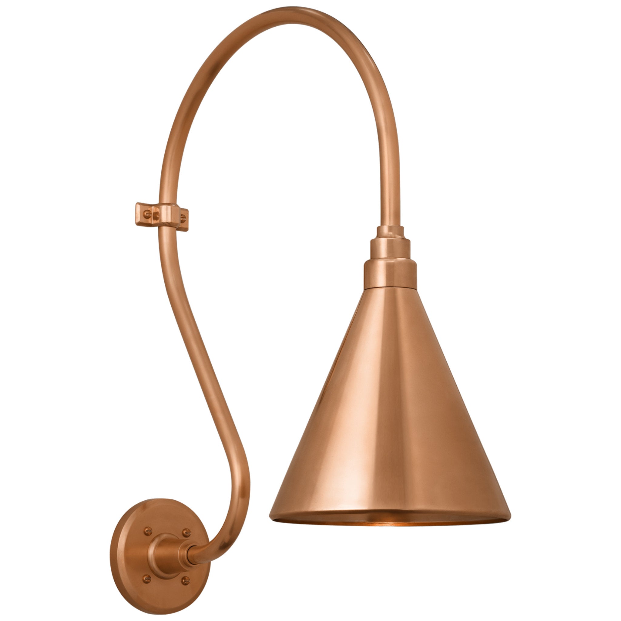 Thomas O'Brien Academy 15" Larrabee Barn Light in Soft Copper with 9" Conical Savannah Shade Outdoor Lighting W9" x H24"