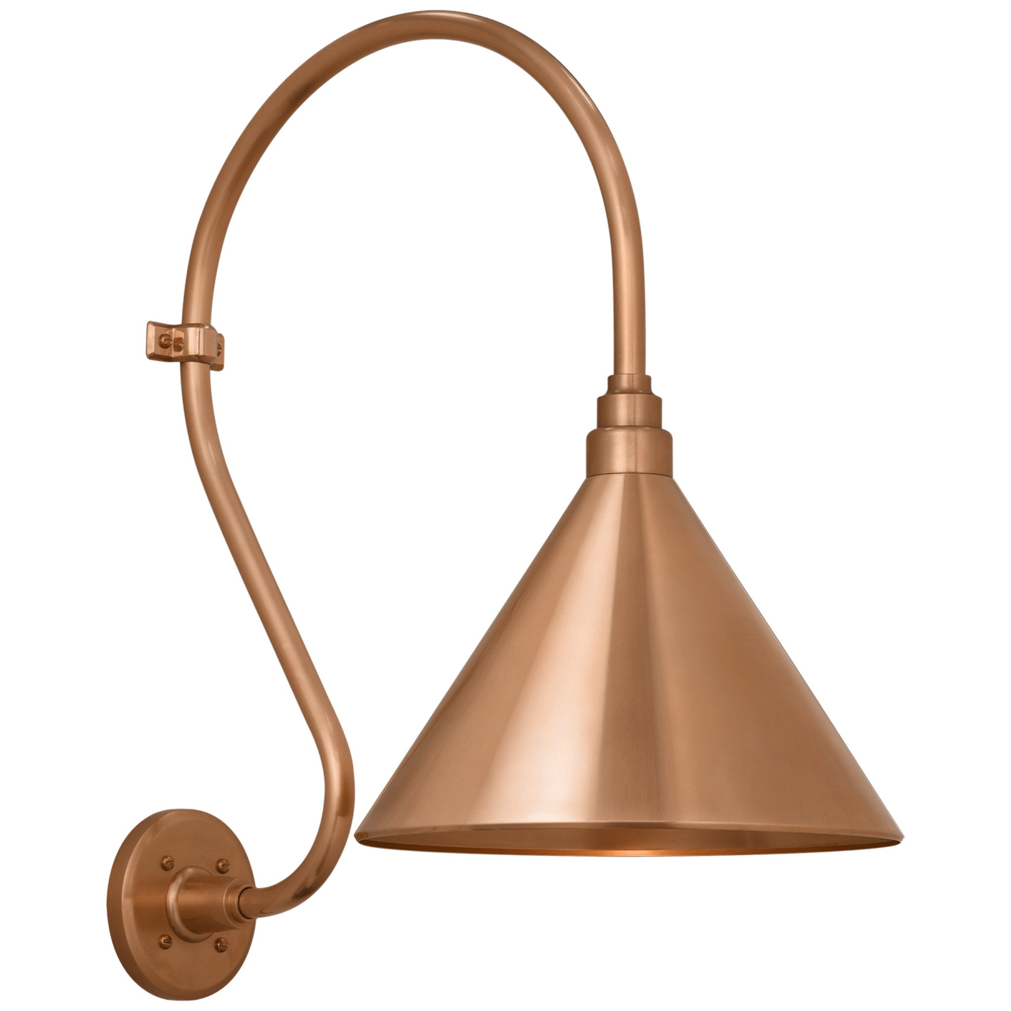 Thomas O'Brien Academy 15" Larrabee Barn Light in Soft Copper with 12.5" Conical Savannah Shade Outdoor Lighting W12.5" x H24"