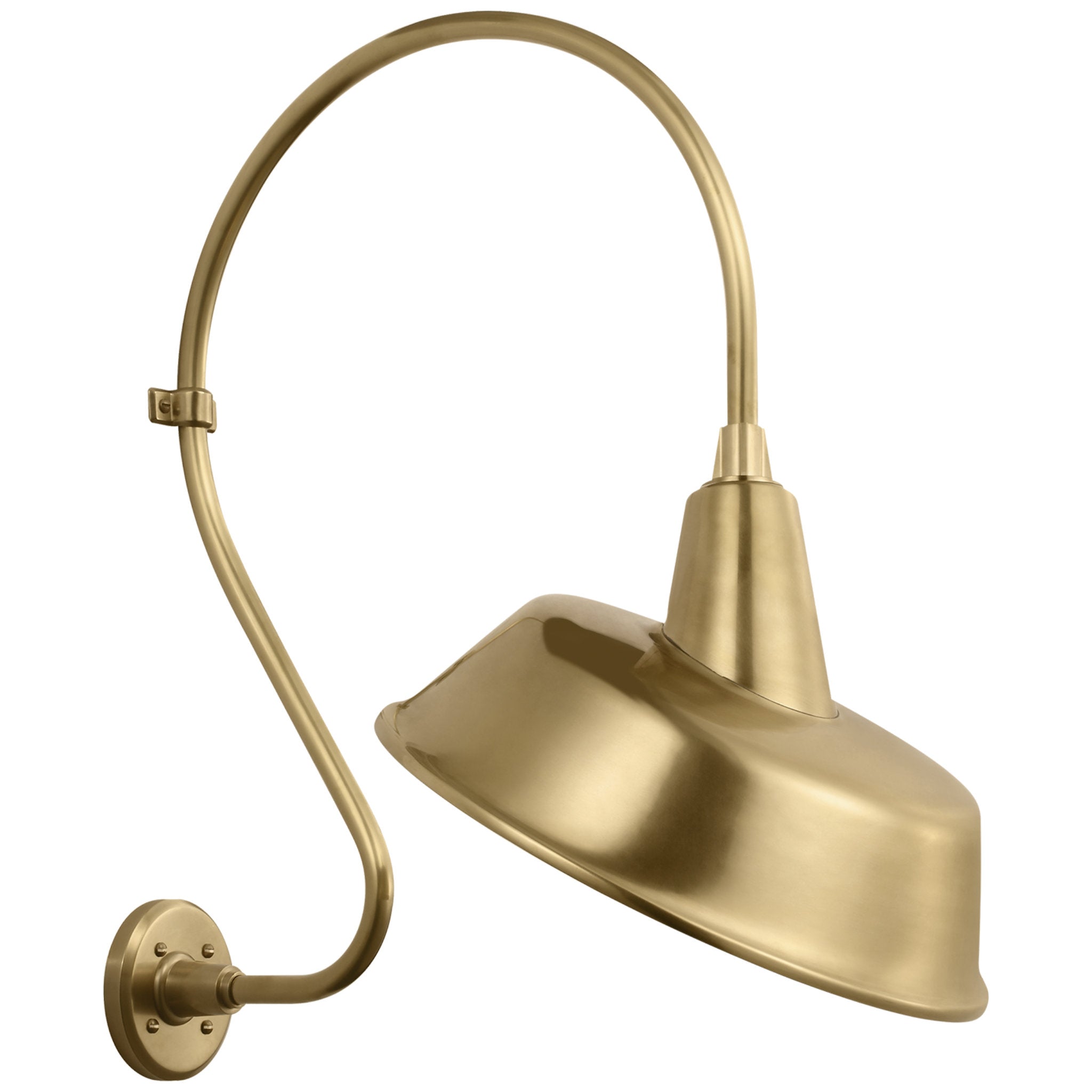 Thomas O'Brien Academy 18" Larrabee Barn Light in Hand-Rubbed Antique Brass with 16" Tilted Bowers Shade Outdoor Lighting W16" x H27"