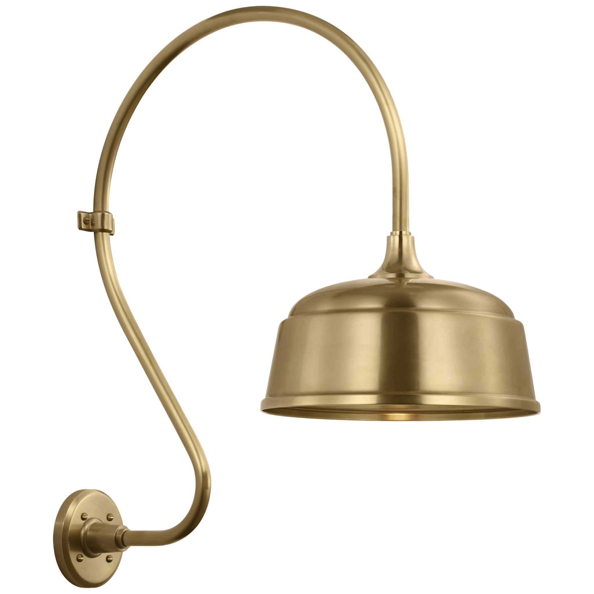 Thomas O'Brien Academy 18" Larrabee Barn Light in Hand-Rubbed Antique Brass with 12.5" Rockhouse Shade Outdoor Lighting W12.5" x H27"