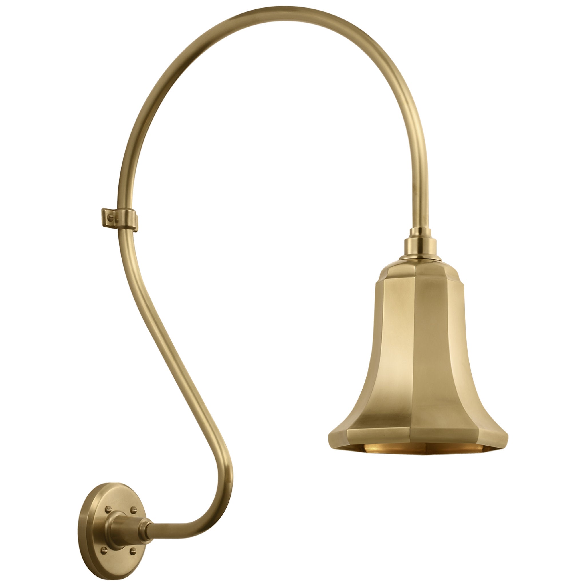 Thomas O'Brien Academy 18" Larrabee Barn Light in Hand-Rubbed Antique Brass with 7.5" Savannah Shade Outdoor Lighting W7.5" x H27"