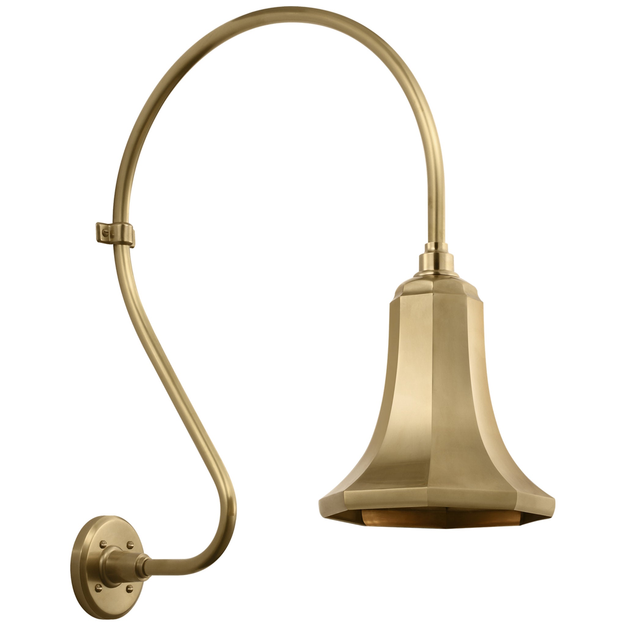Thomas O'Brien Academy 18" Larrabee Barn Light in Hand-Rubbed Antique Brass with 9.25" Savannah Shade Outdoor Lighting W9.25" x H27"