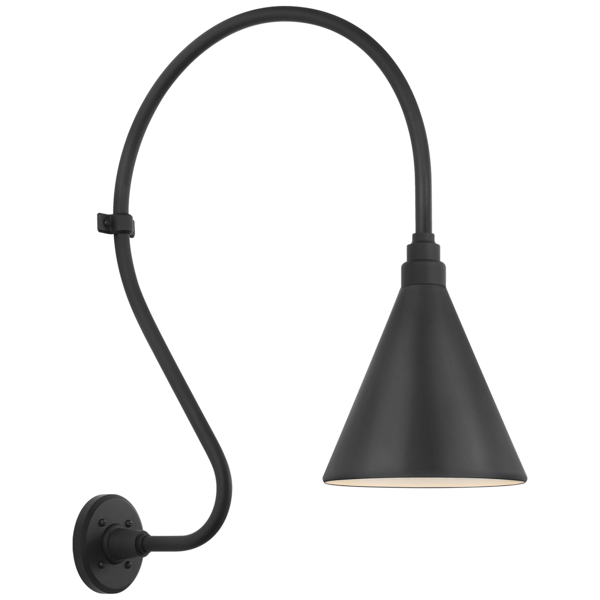 Thomas O'Brien Academy 18" Larrabee Barn Light in Matte Black with 9" Conical Savannah Shade Outdoor Lighting W9" x H27"