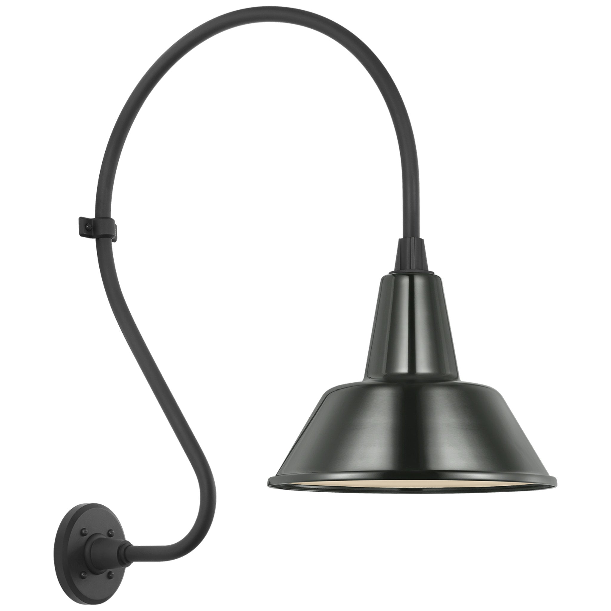 Thomas O'Brien Academy 18" Larrabee Barn Light in Matte Black with 12.5" Green Bowers Shade Outdoor Lighting W12.5" x H27"