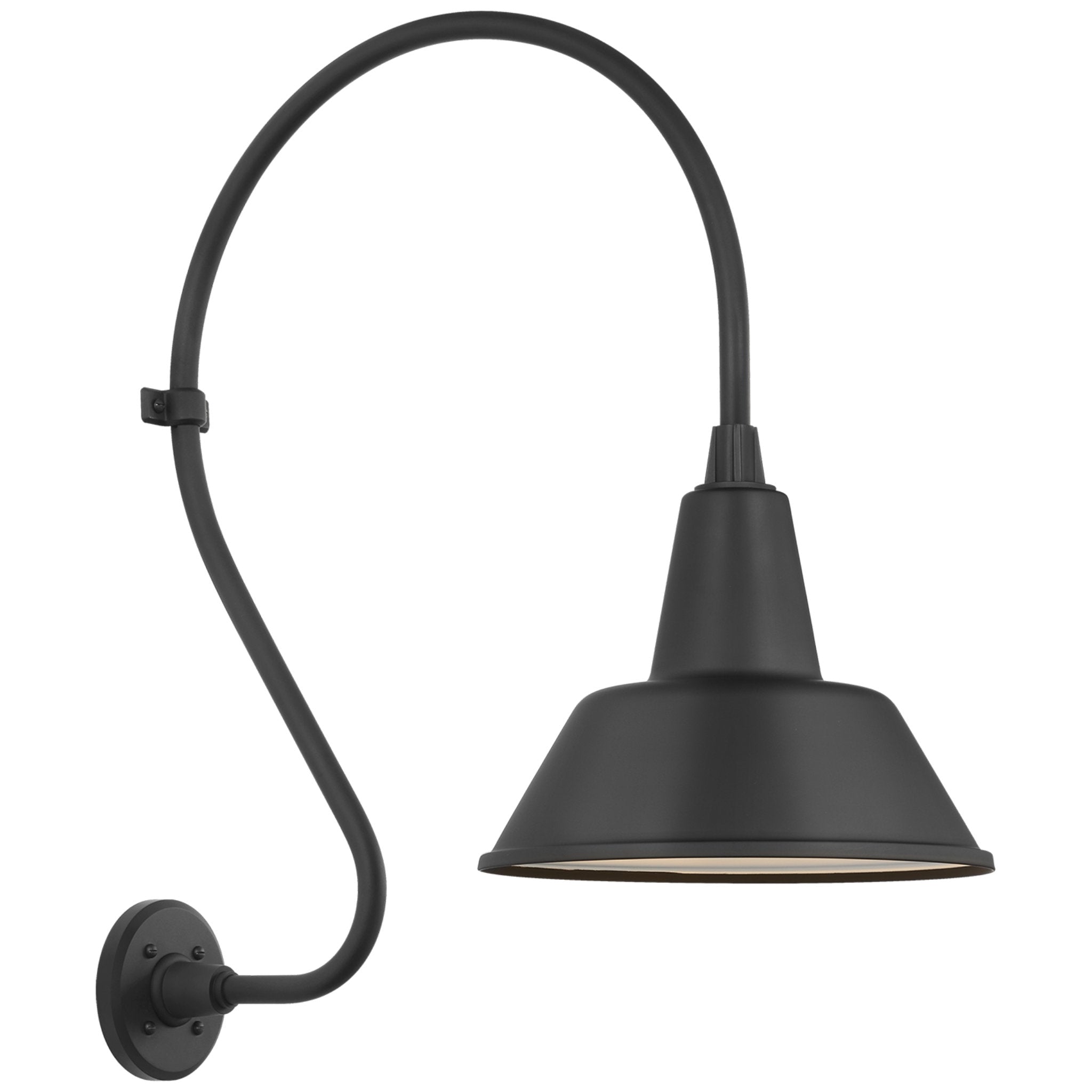 Thomas O'Brien Academy 18" Larrabee Barn Light in Matte Black with 12.5" Bowers Shade Outdoor Lighting W12.5" x H27"