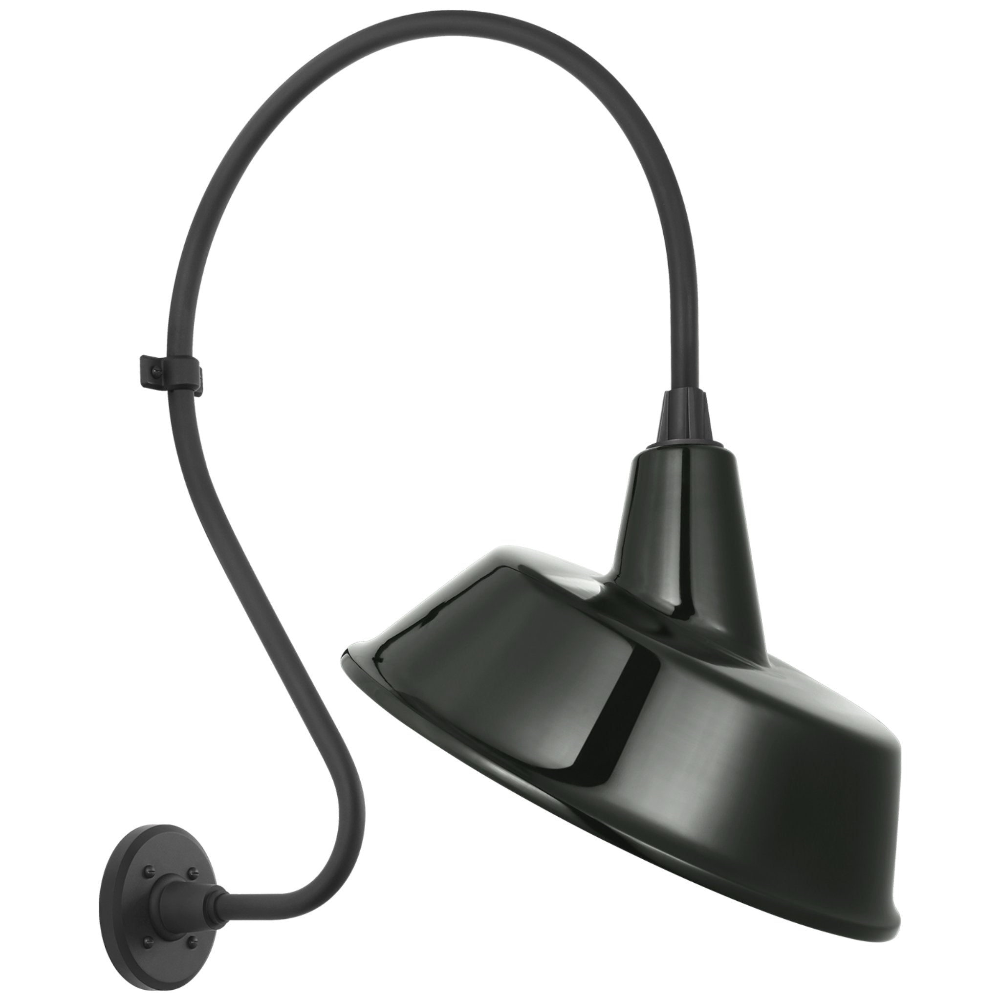 Thomas O'Brien Academy 18" Larrabee Barn Light in Matte Black with 16" Green Tilted Bowers Shade Outdoor Lighting W16" x H27"