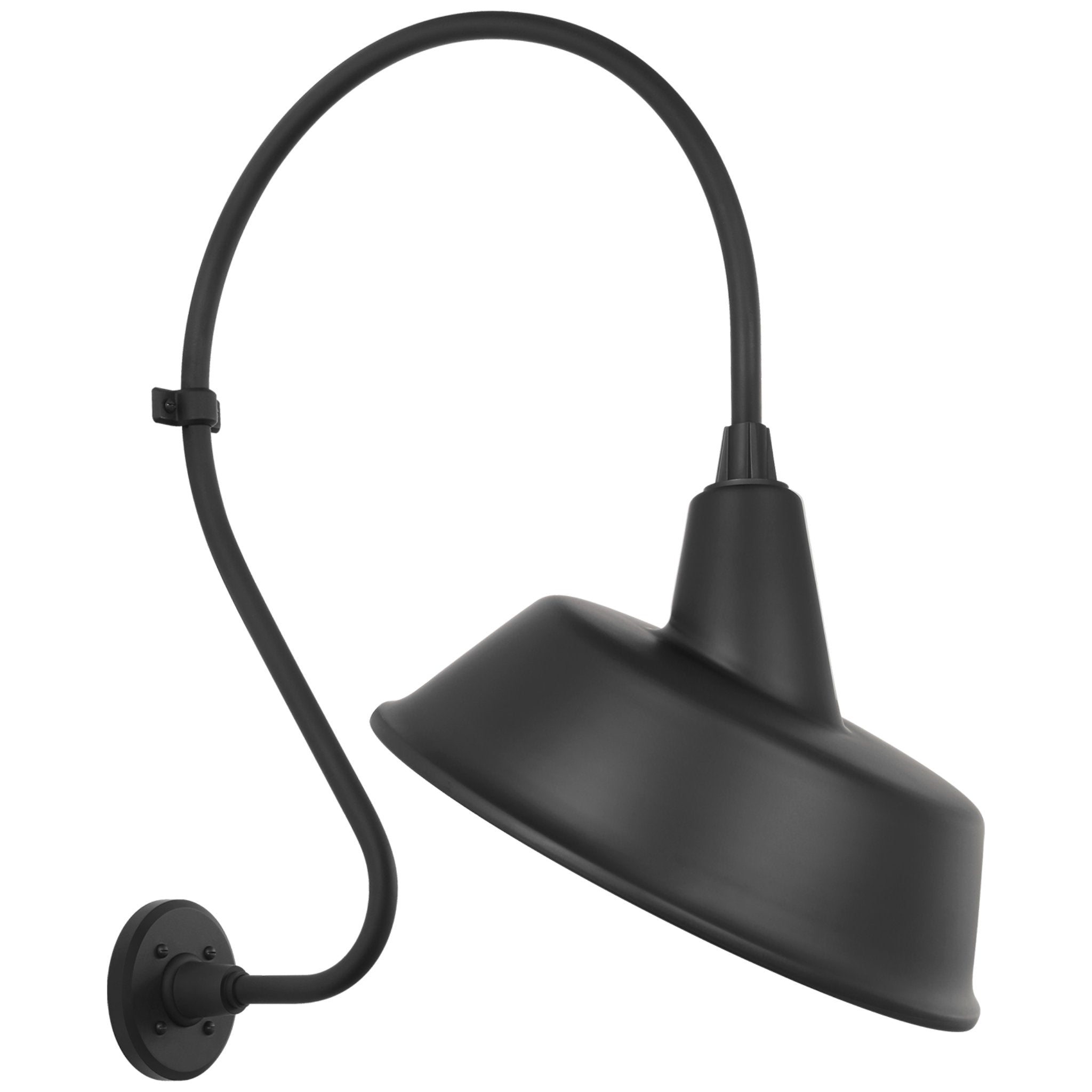 Thomas O'Brien Academy 18" Larrabee Barn Light in Matte Black with 16" Tilted Bowers Shade Outdoor Lighting W16" x H27"