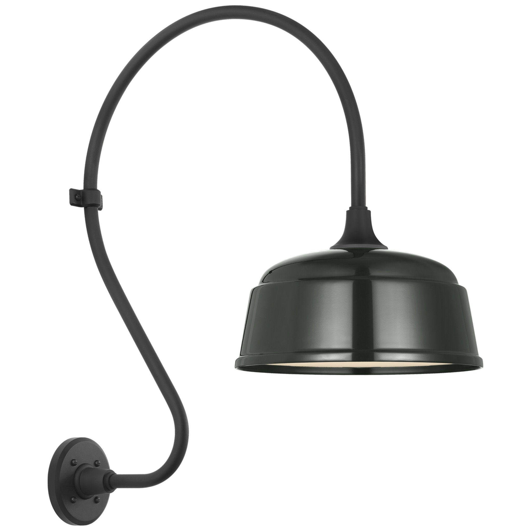 Thomas O'Brien Academy 18" Larrabee Barn Light in Matte Black with 12.5" Green Rockhouse Shade Outdoor Lighting W12.5" x H27"