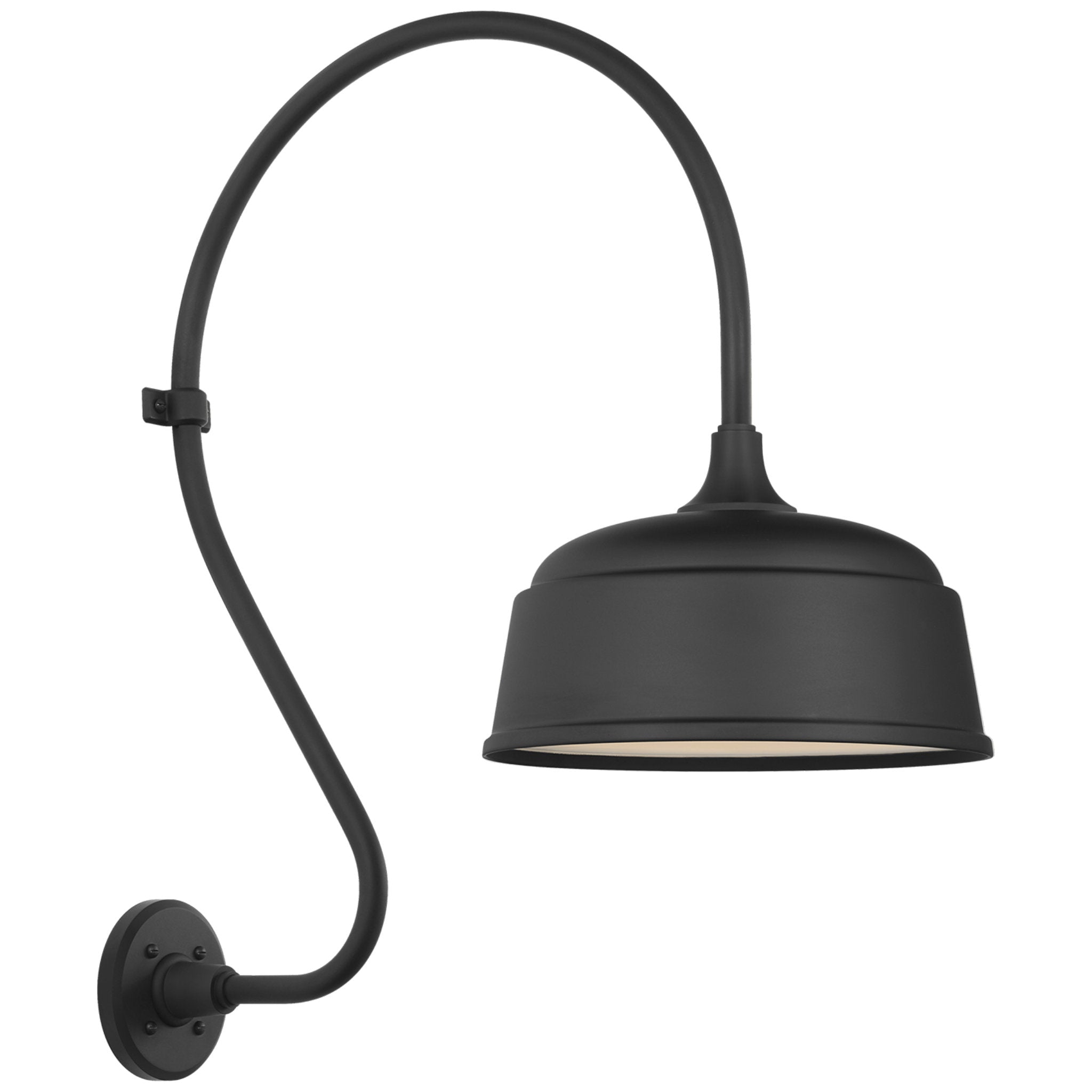 Thomas O'Brien Academy 18" Larrabee Barn Light in Matte Black with 12.5" Rockhouse Shade Outdoor Lighting W12.5" x H27"