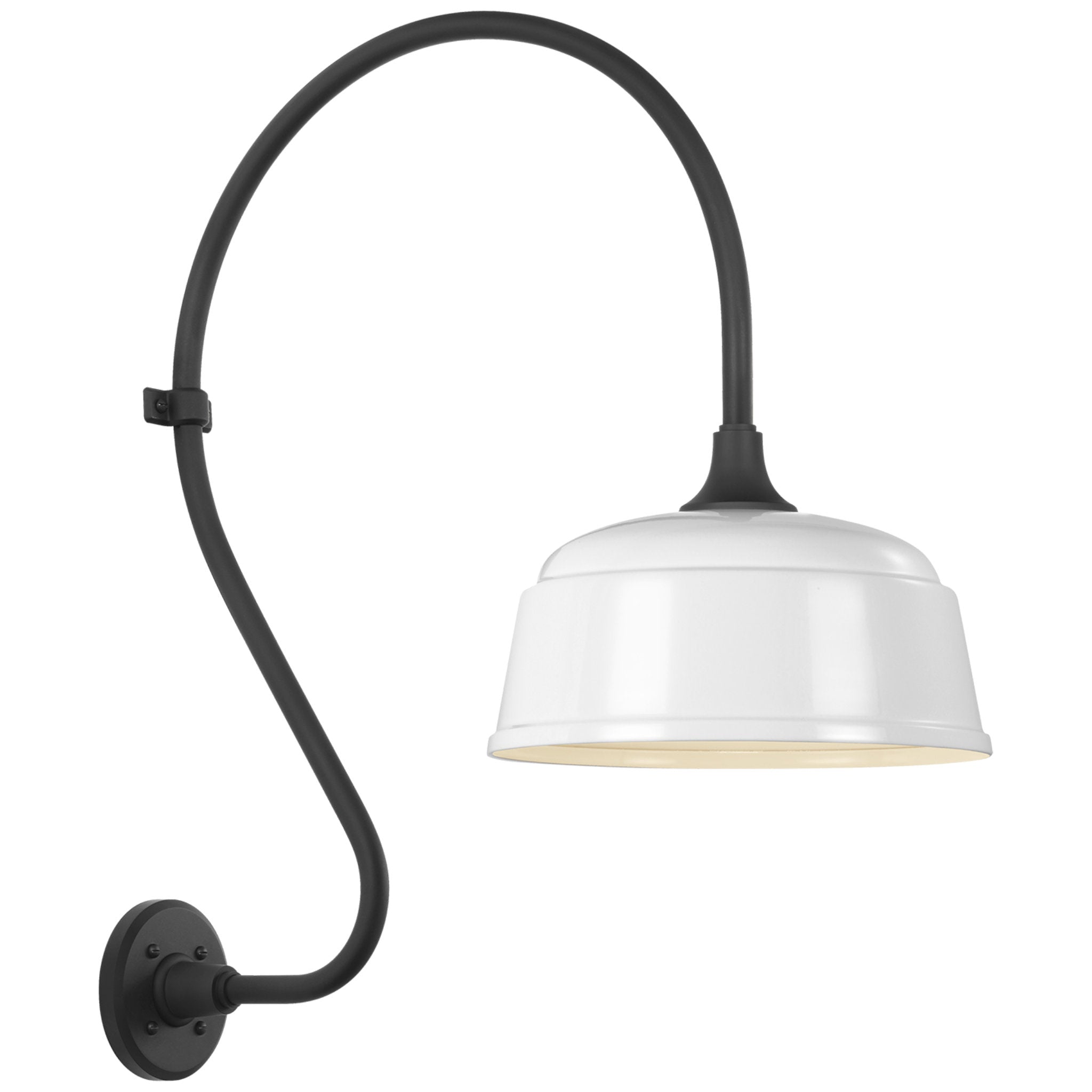 Thomas O'Brien Academy 18" Larrabee Barn Light in Matte Black with 12.5" White Rockhouse Shade Outdoor Lighting W12.5" x H27"