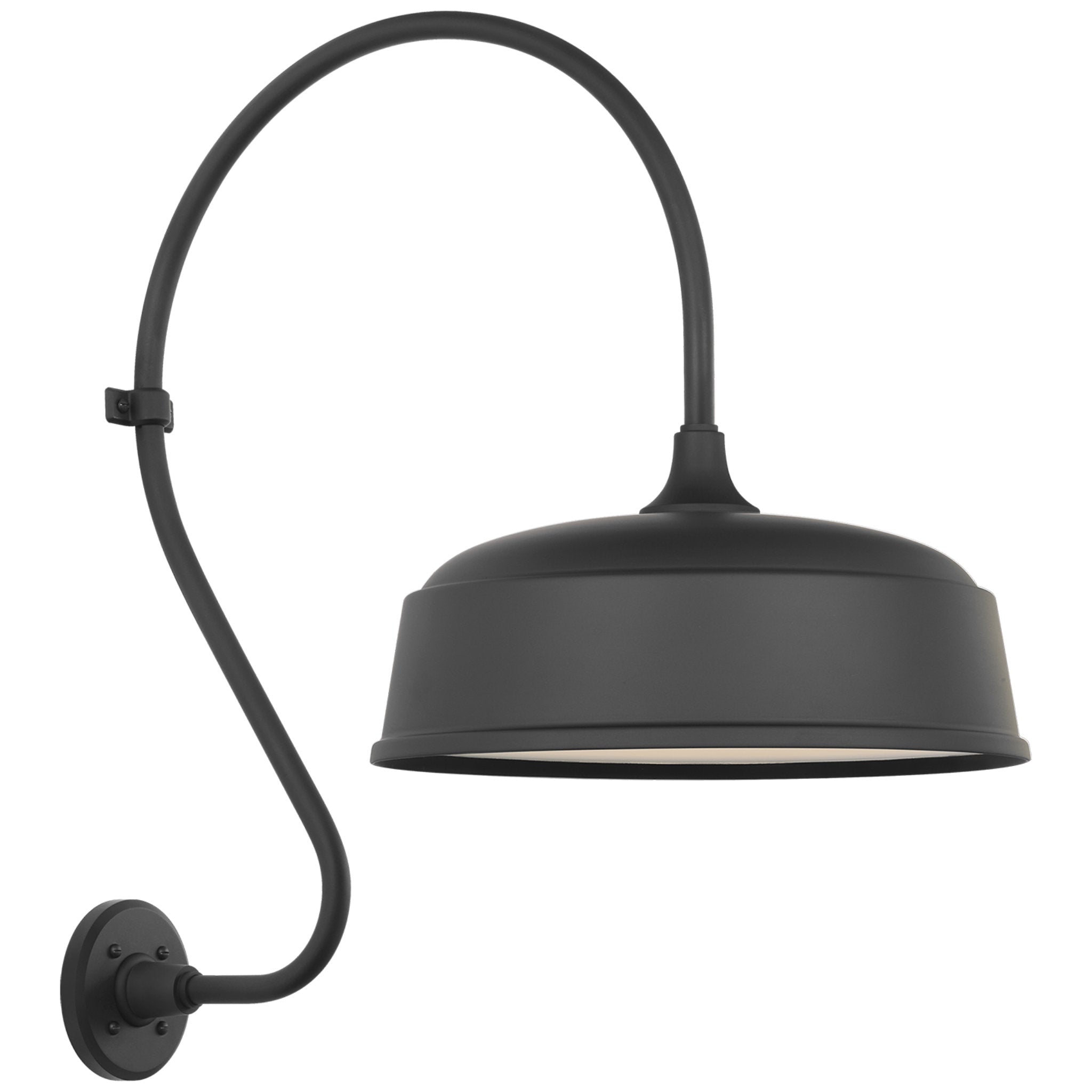 Thomas O'Brien Academy 18" Larrabee Barn Light in Matte Black with 16" Rockhouse Shade Outdoor Lighting W16" x H27"
