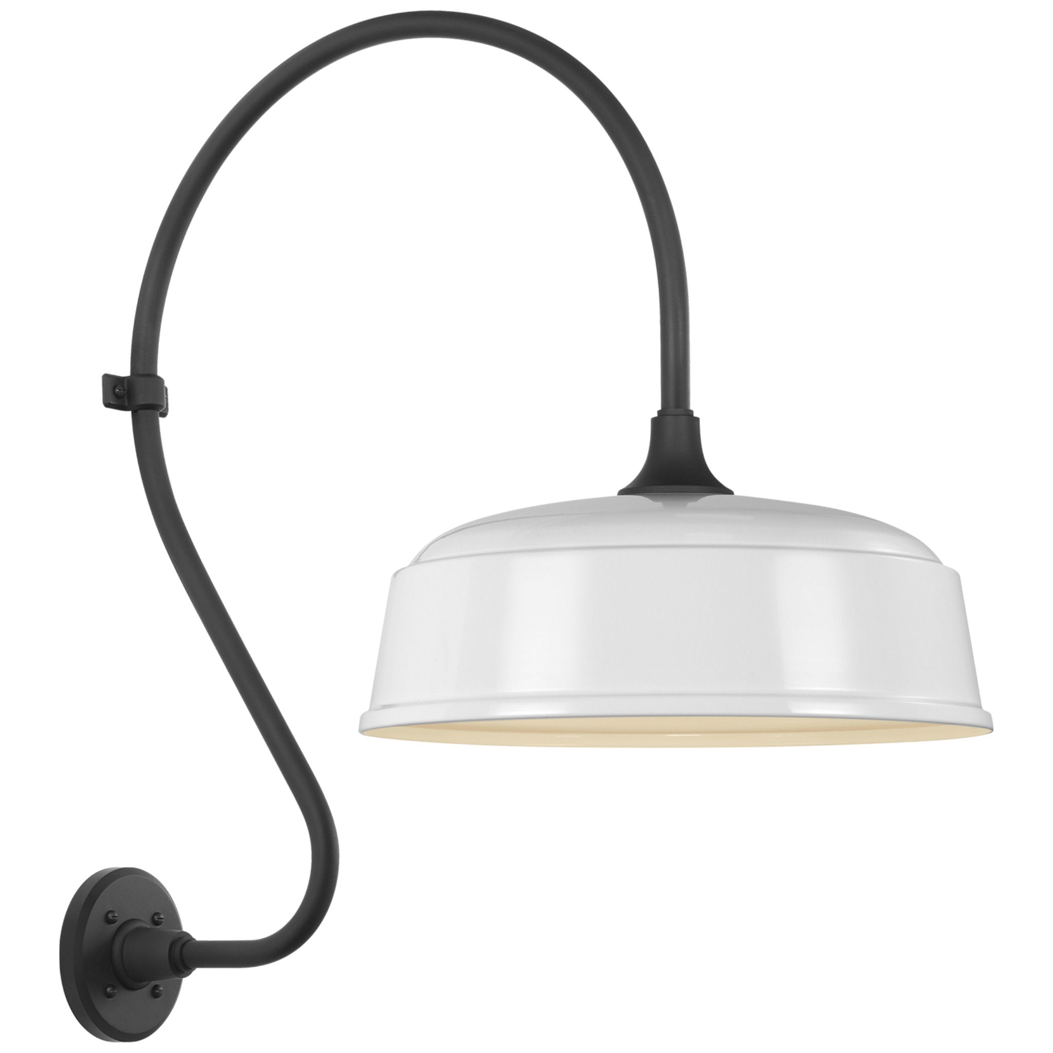 Thomas O'Brien Academy 18" Larrabee Barn Light in Matte Black with 16" White Rockhouse Shade Outdoor Lighting W16" x H27"