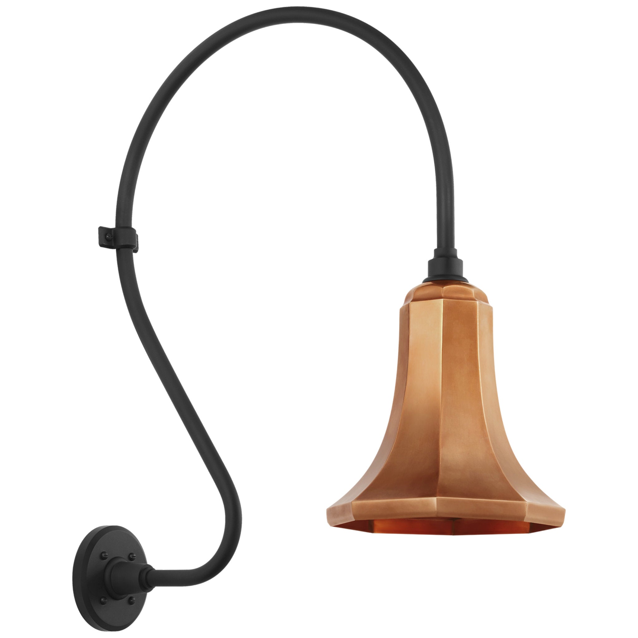 Thomas O'Brien Academy 18" Larrabee Barn Light in Matte Black with 9.25" Soft Copper Savannah Shade Outdoor Lighting W9.25" x H27"
